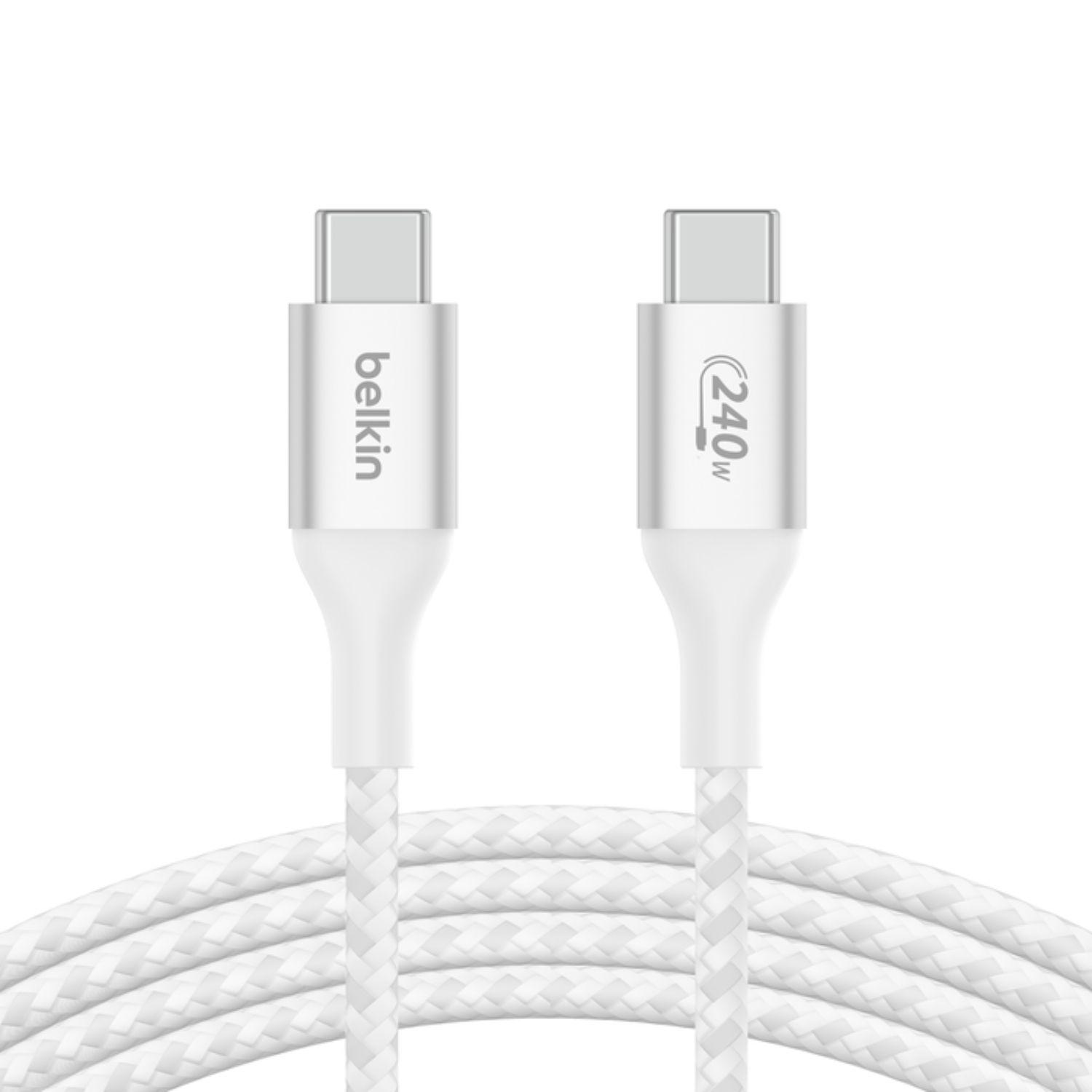 Cable USB-C a USB-C 240W de 2.0 Mt trenzado Belkin Blanco-3