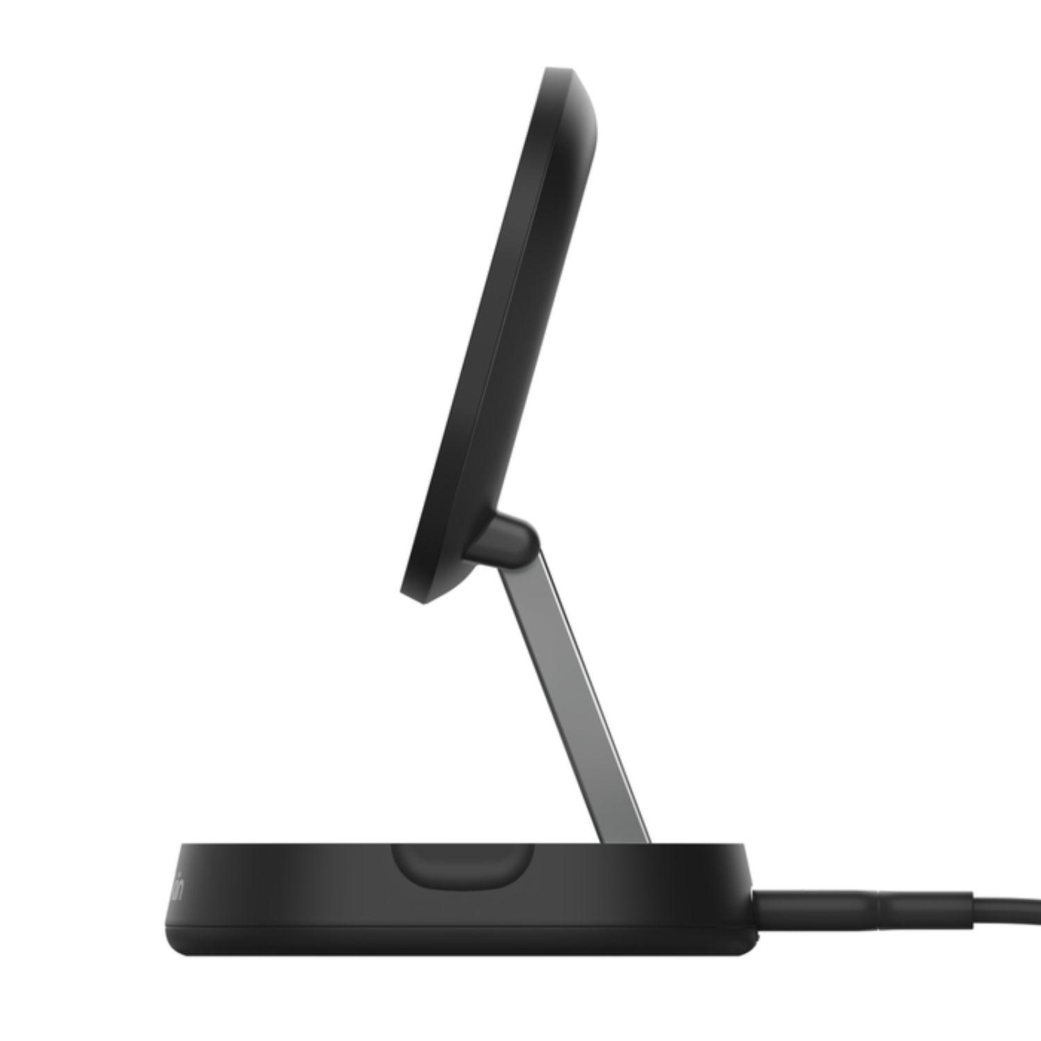 Base de carga 2 en 1 inalámbrica plegable Qi2 15 W Negra-5