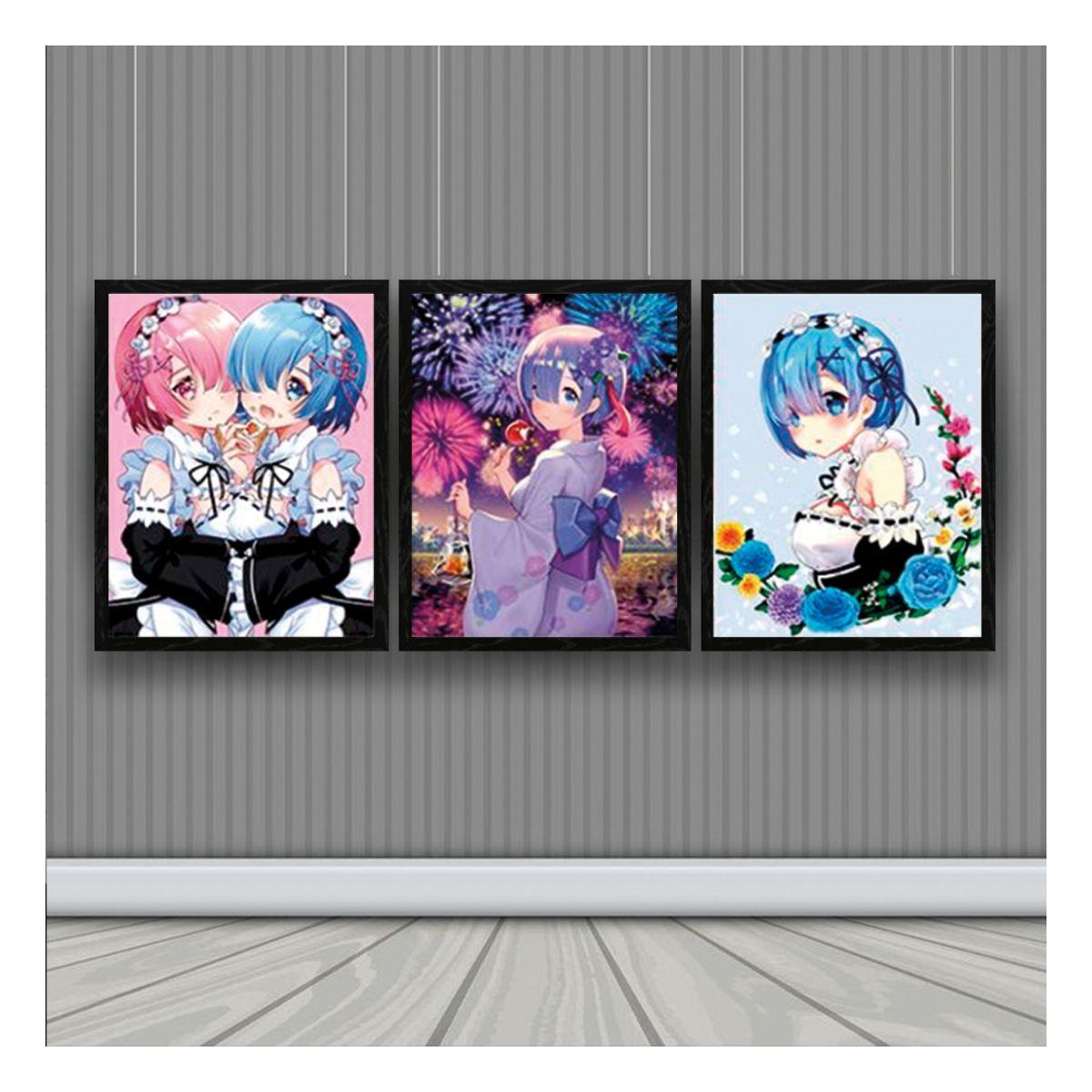 Re Zero Anime Cuadro 3D Efecto Lenticular 3 imagenes en 1-1