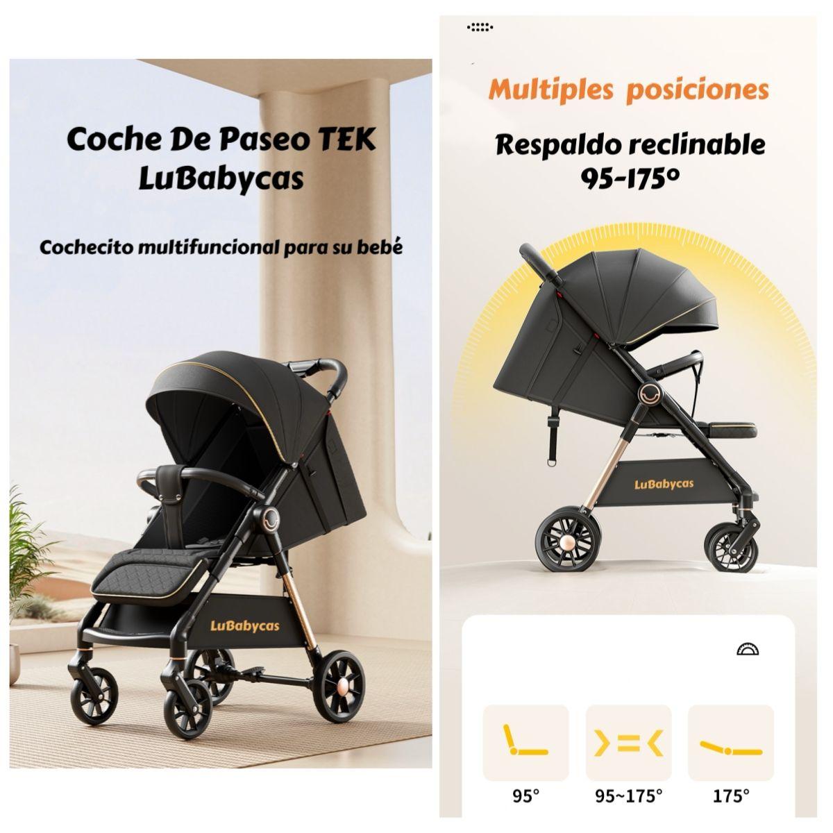 Coche De Paseo Últra Resistente 25kg Tek Negro LuBabycas-1