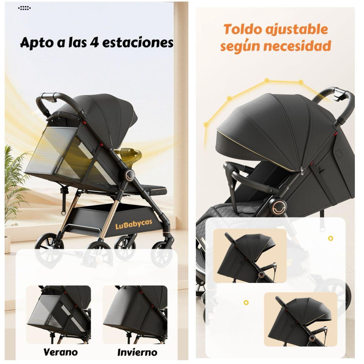 Coche De Paseo Últra Resistente 25kg Tek Negro LuBabycas-2