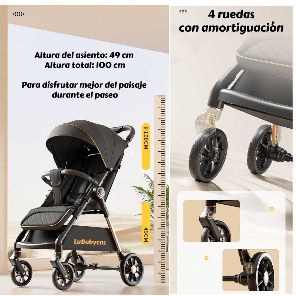 Coche De Paseo Últra Resistente 25kg Tek Negro LuBabycas-4