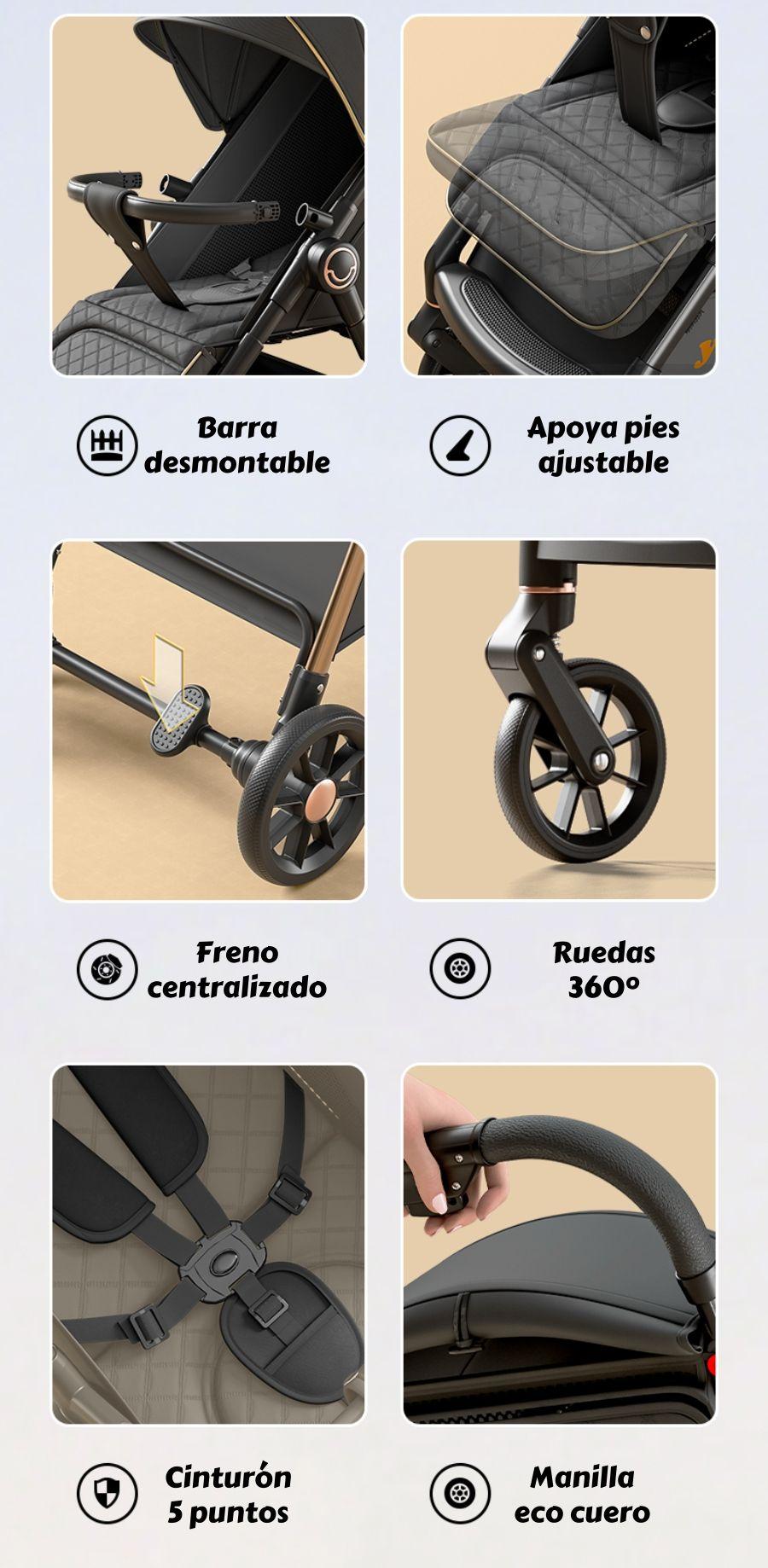Coche De Paseo Últra Resistente 25kg Tek Negro LuBabycas-6
