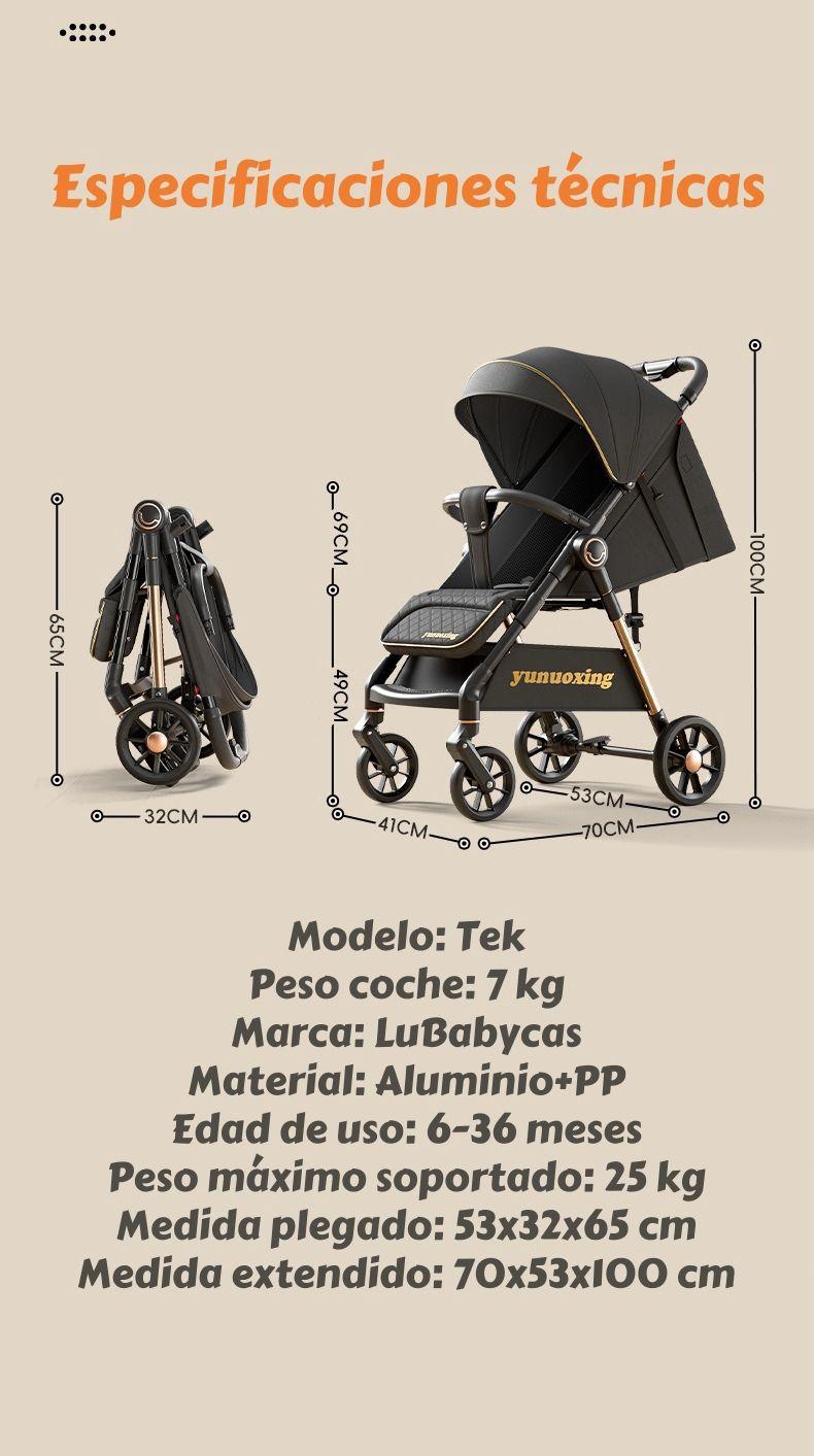 Coche De Paseo Últra Resistente 25kg Tek Negro LuBabycas-7