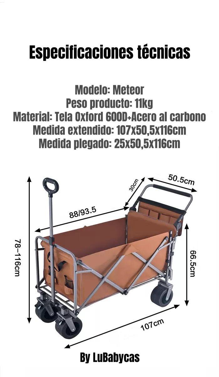 Carro Camping Expandible Multifuncional Doble Manilla Meteor-7