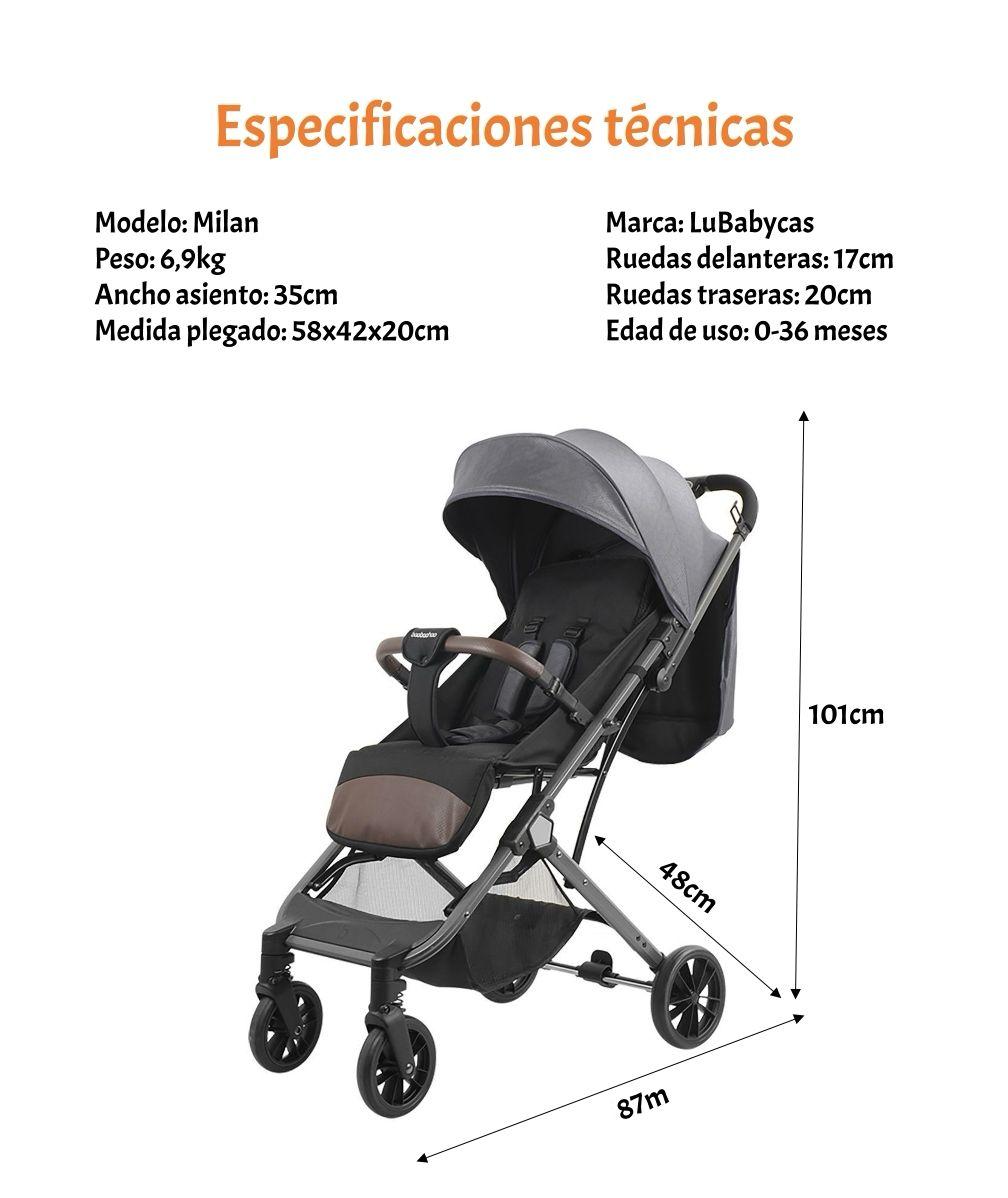 Coche De Paseo Tipo Maleta 0-3 años Milan Gris By LuBabycas-7