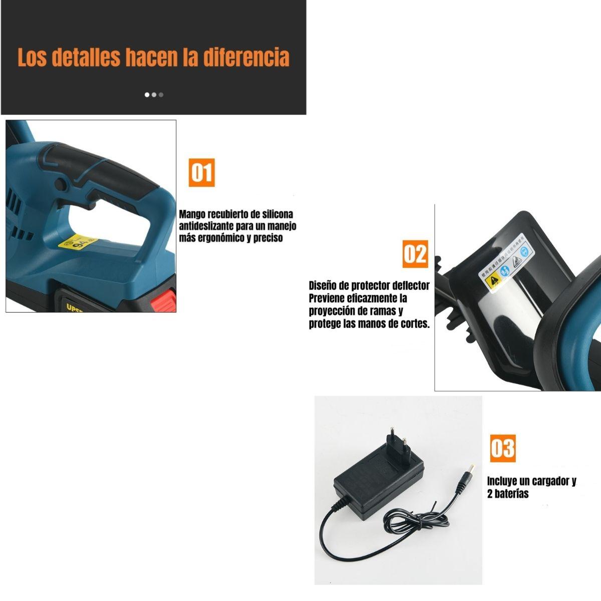 Cortasetos Eléctrico Inalámbrico 18" 800W Con 2 Baterías F03-6