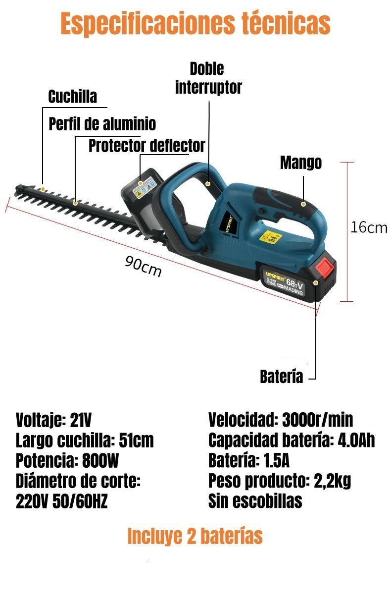 Cortasetos Eléctrico Inalámbrico 18" 800W Con 2 Baterías F03-7