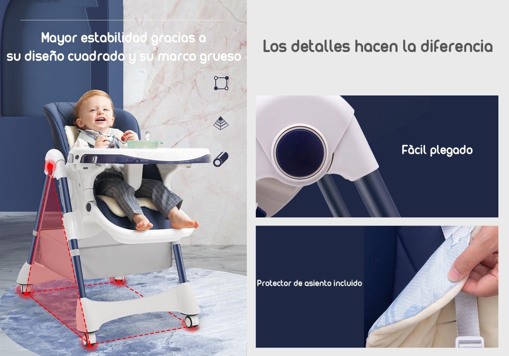 Silla De Comer Multiposiciones Con Ruedas Azul-7