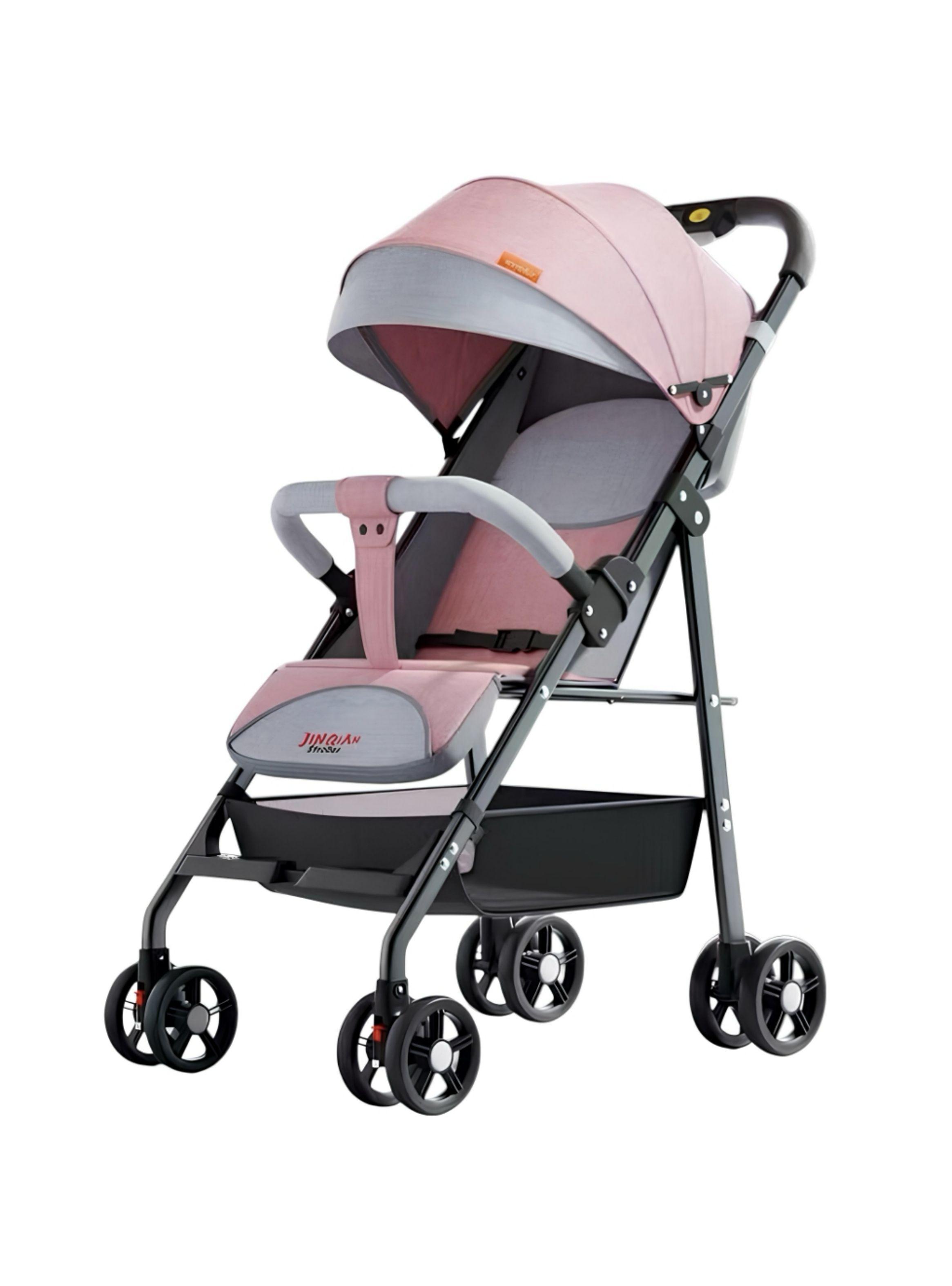 Coche De Paseo Reclinable Liviano Smart Rosado LuBabycas-0