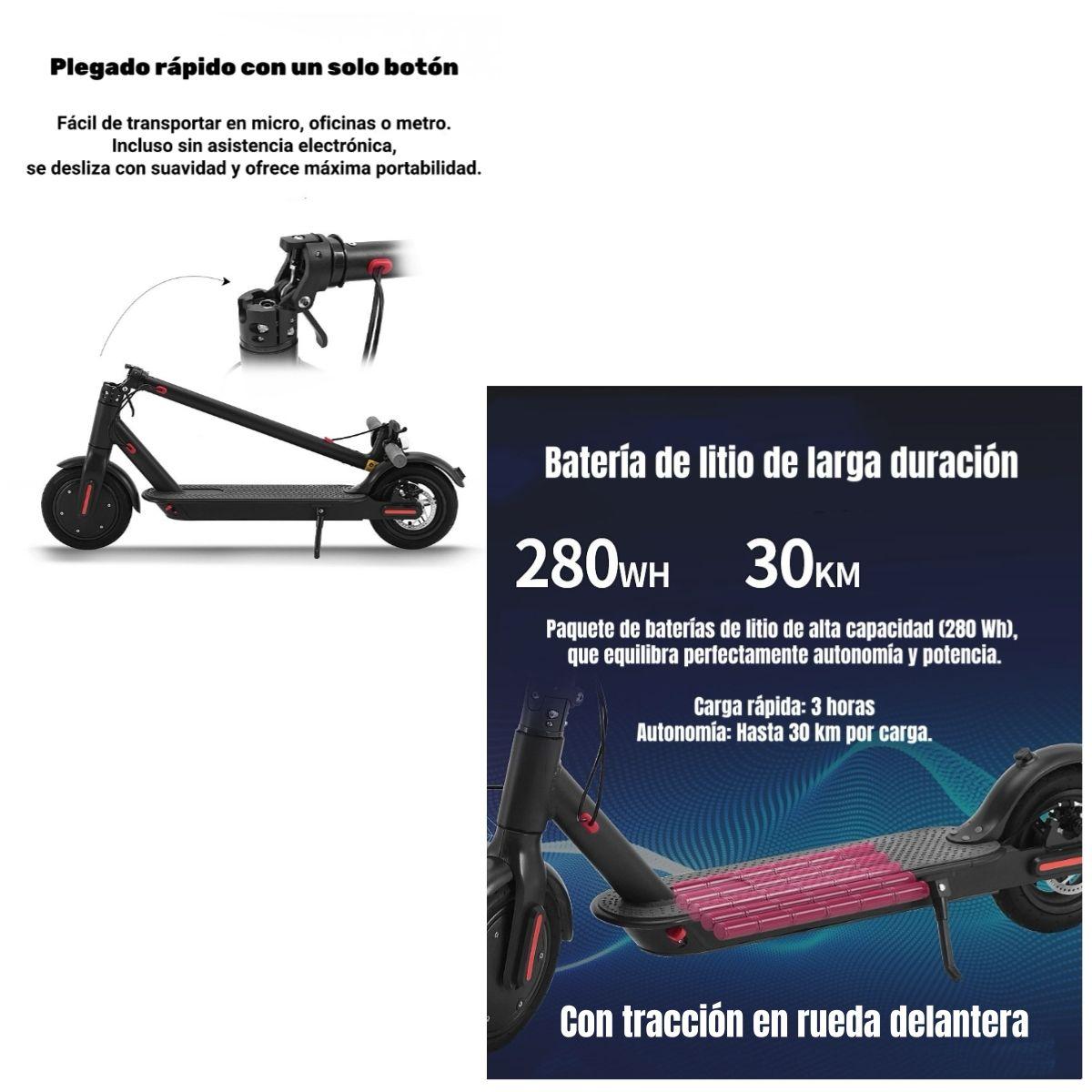 Scooter Adulto Eléctrico Con APP Plegable 30KM Negro Speed-7