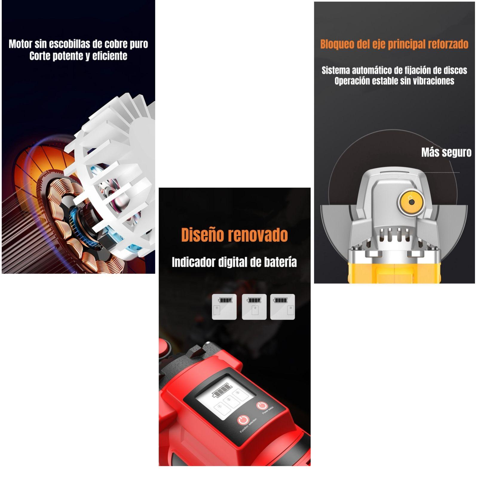 Esmeril Inalámbrico Con 2 Baterías 21V E01-4