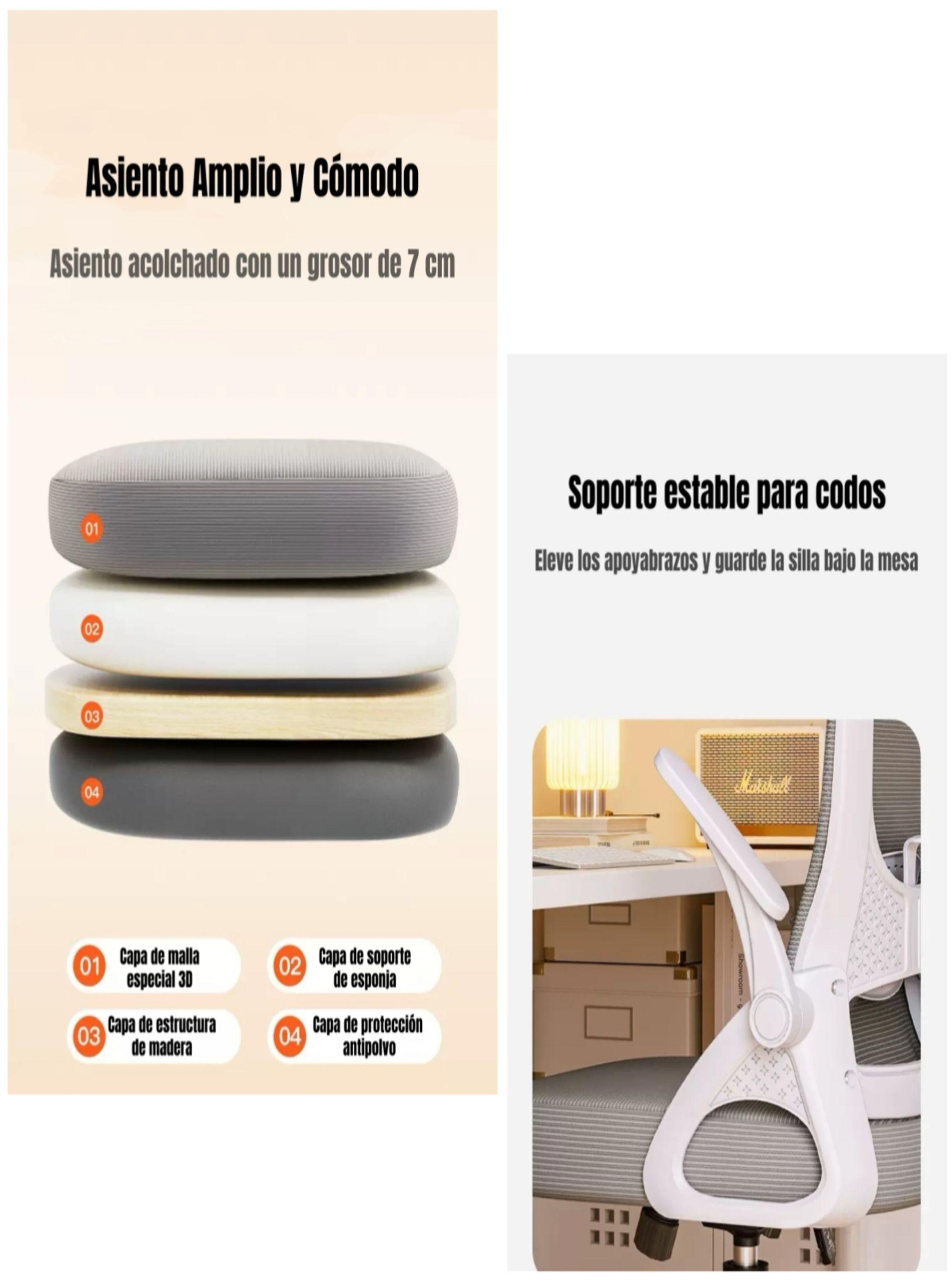 Silla Escritorio Oficina Reposacabezas Reclinable W807 Negra-5