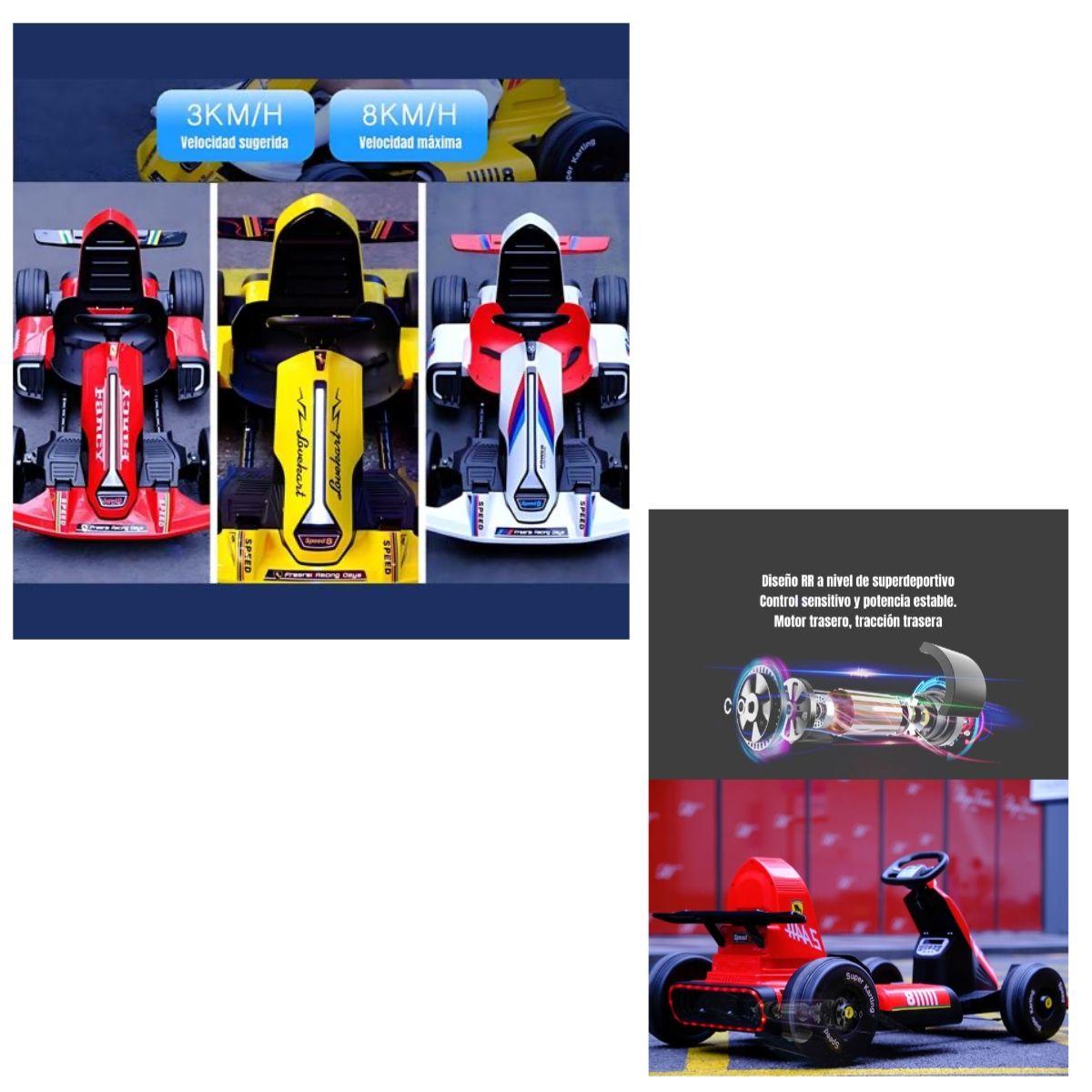 Go Kart Auto Eléctrico 12V25A Rojo Con Control LuBabycas-3