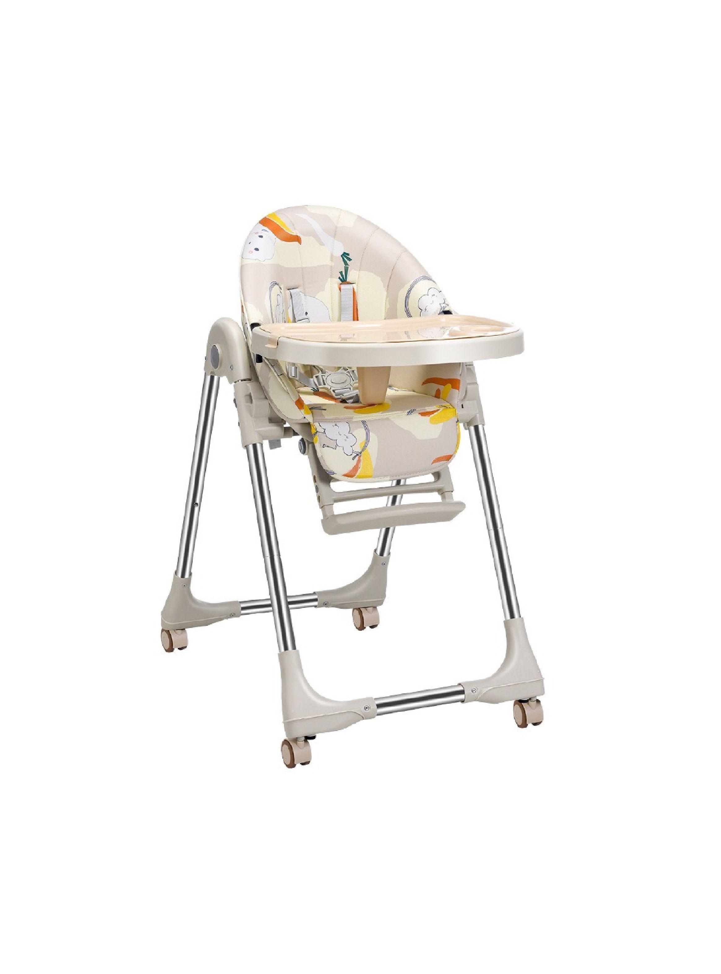 Silla De Comer Reclinable Y Plegable Crema Lubabycas-1