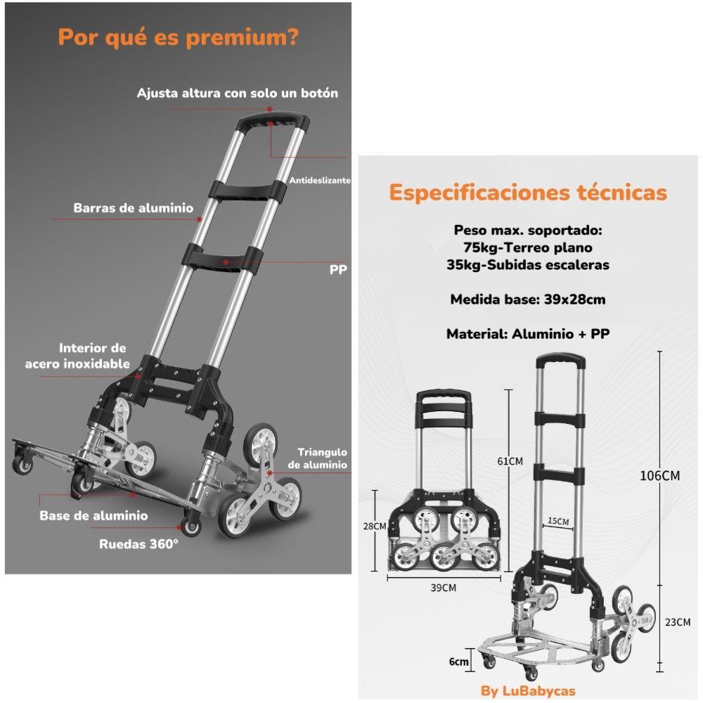 Carro De Carga Plegable Con Ruedas Trepadoras LuBabycas-7