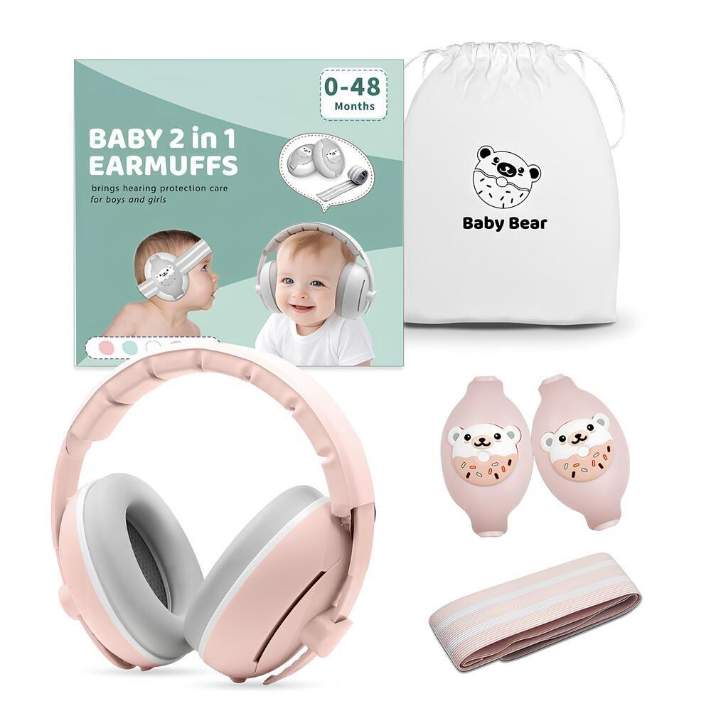 Orejeras Antiruido Auriculares 2 En 1 Rosada LuBabycas-1
