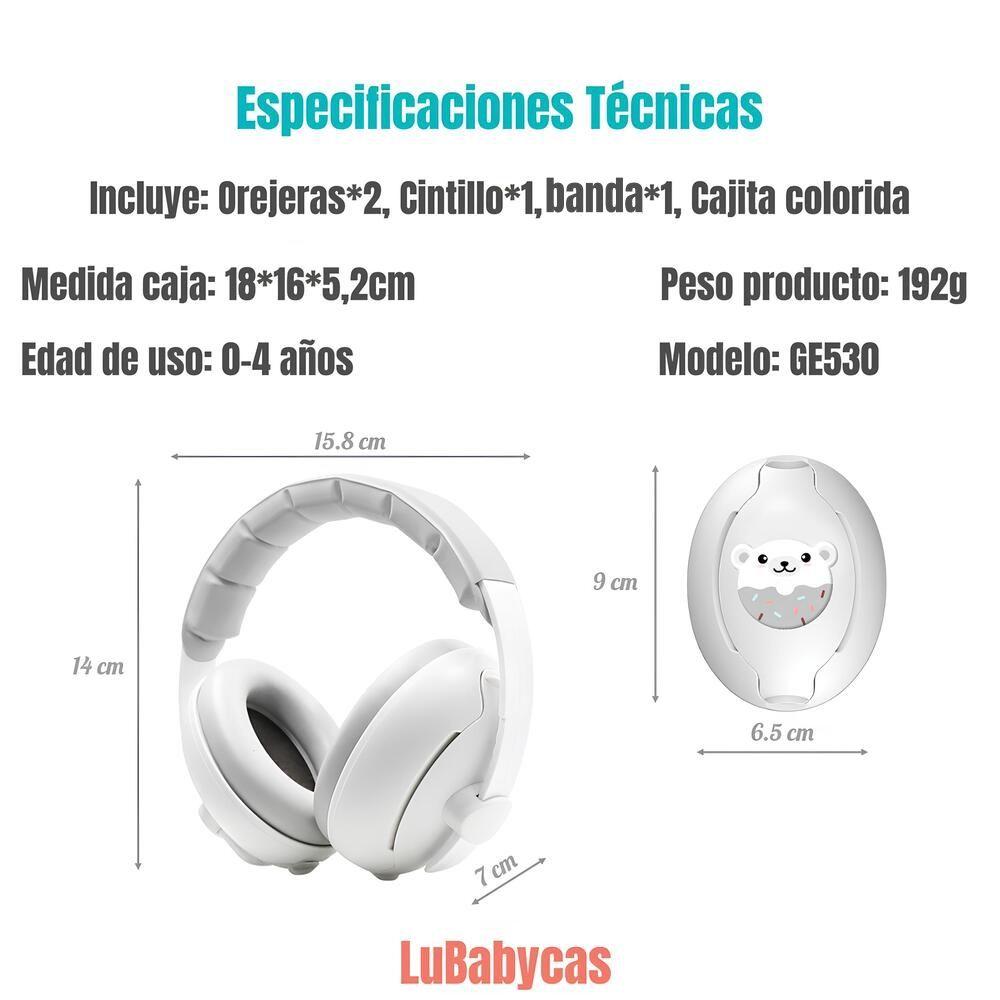 Orejeras Antiruido Auriculares 2 En 1 Rosada LuBabycas-5