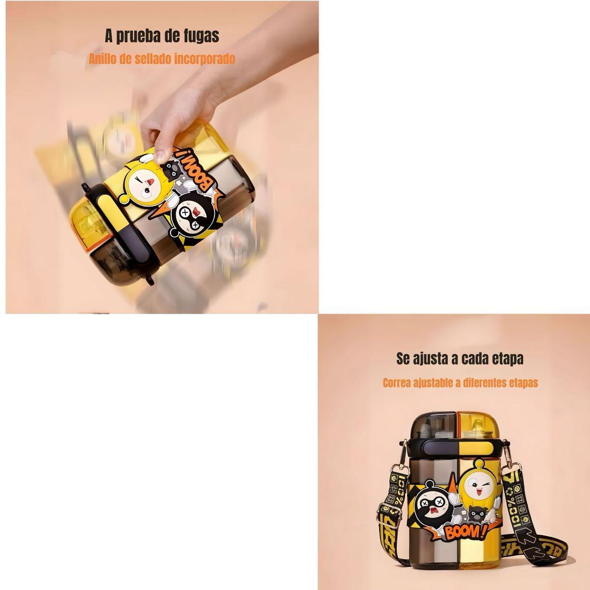 Botella de Agua Doble Niños Infantil 640ML Rosada LuBabycas-3