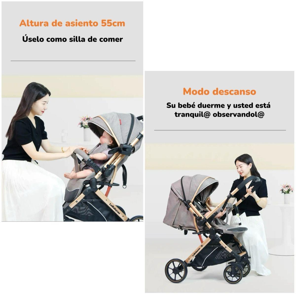 Coche De Paseo Reversible Con Cubre Pies B1 Gris LuBabycas-3