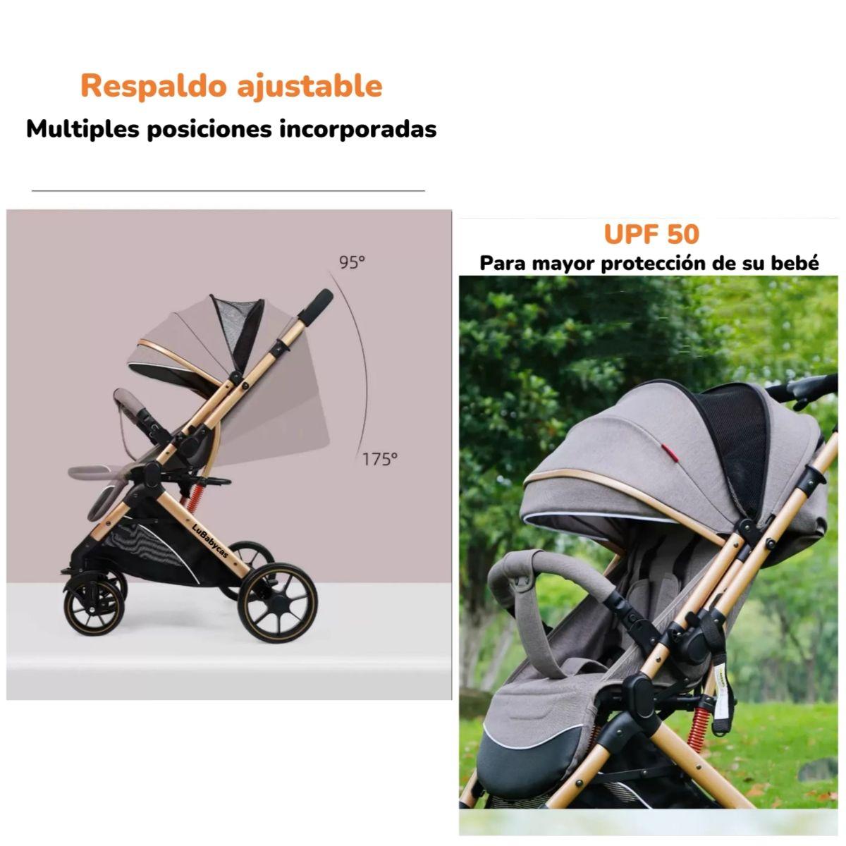 Coche De Paseo Reversible Con Cubre Pies B1 Gris LuBabycas-7