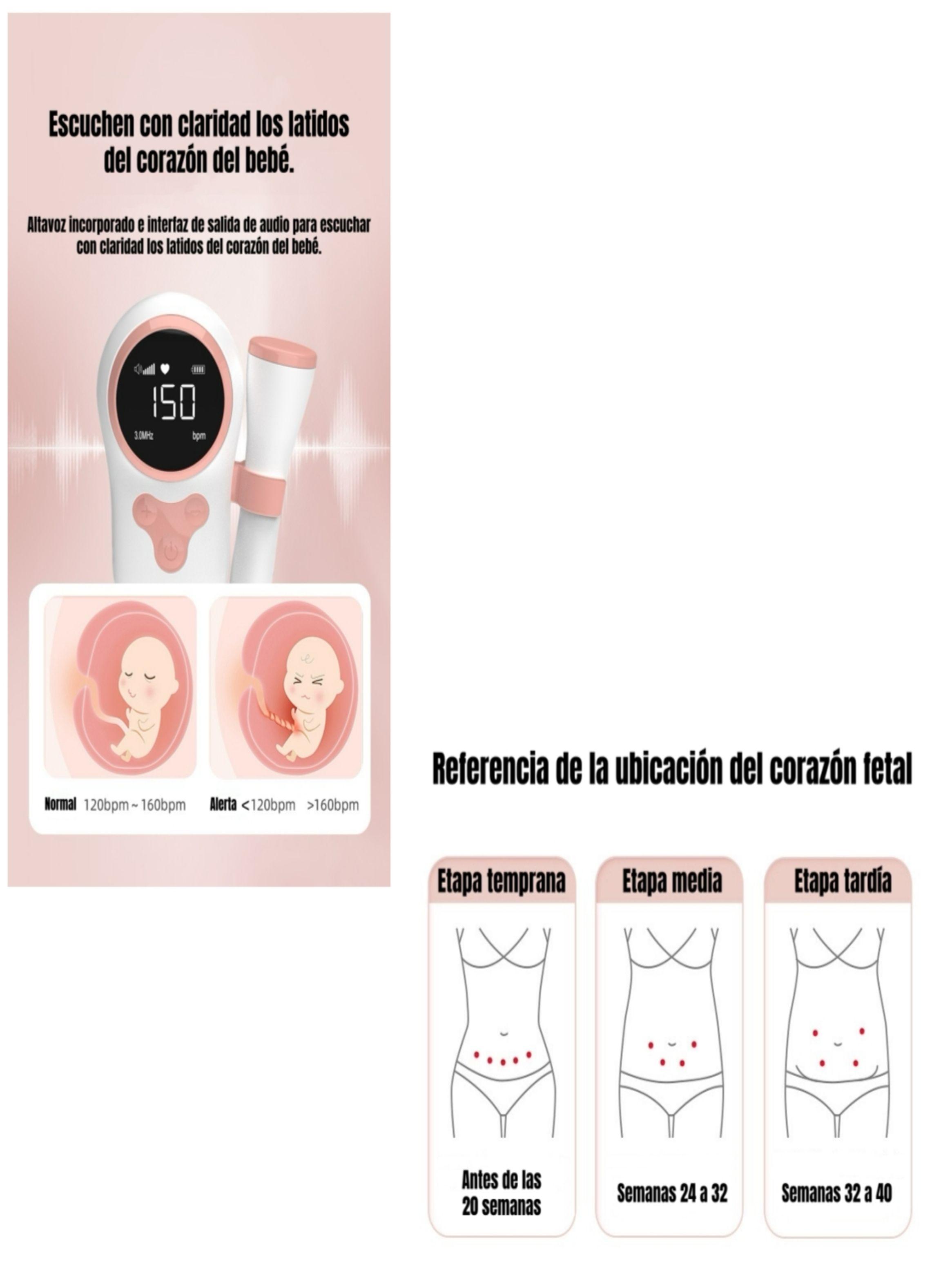 Monitor Fetal Doppler Latidos Corazón Bebé Gris LuBabycas-6