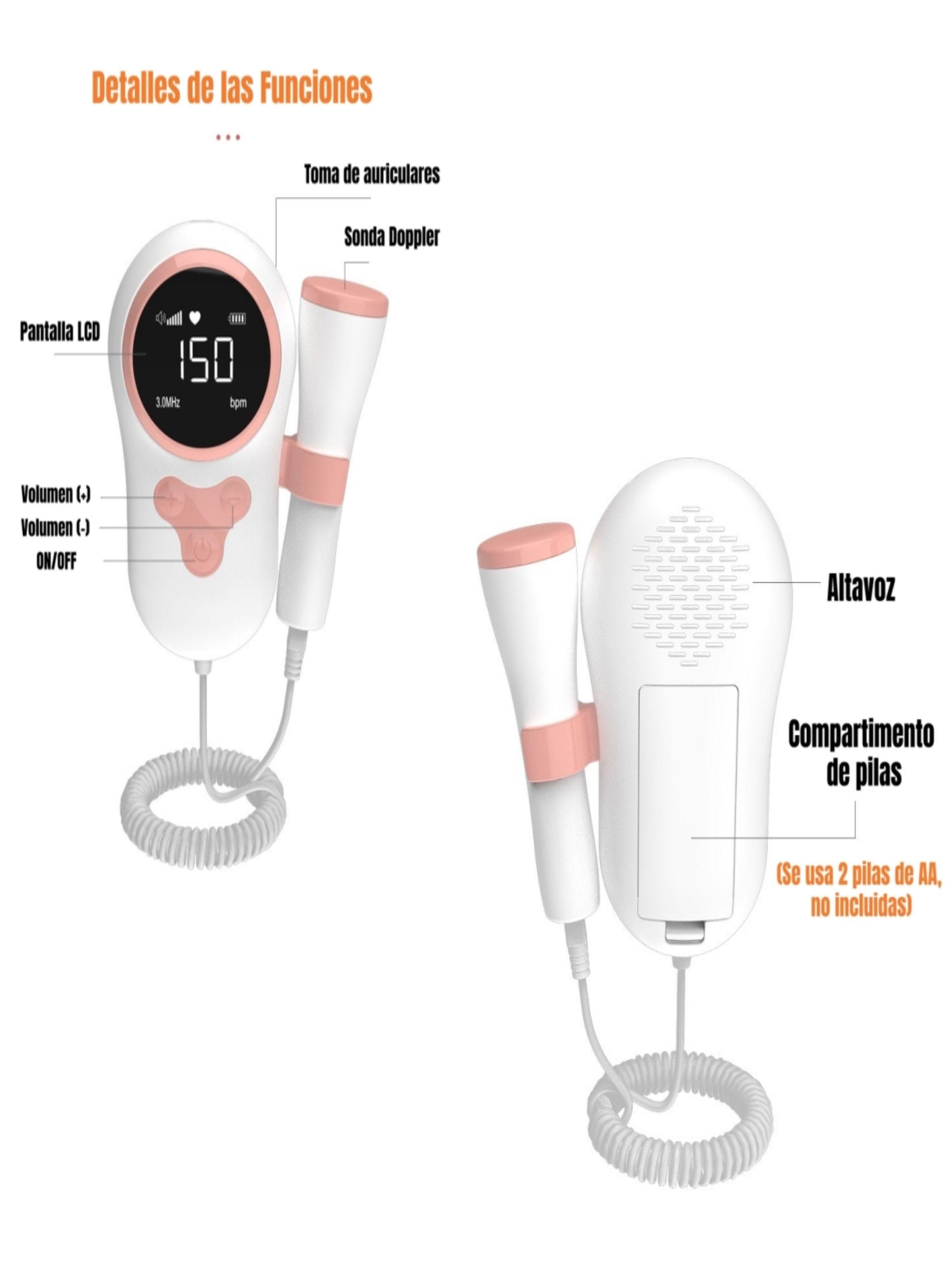 Monitor Fetal Doppler Latidos Corazón Bebé Gris LuBabycas-8