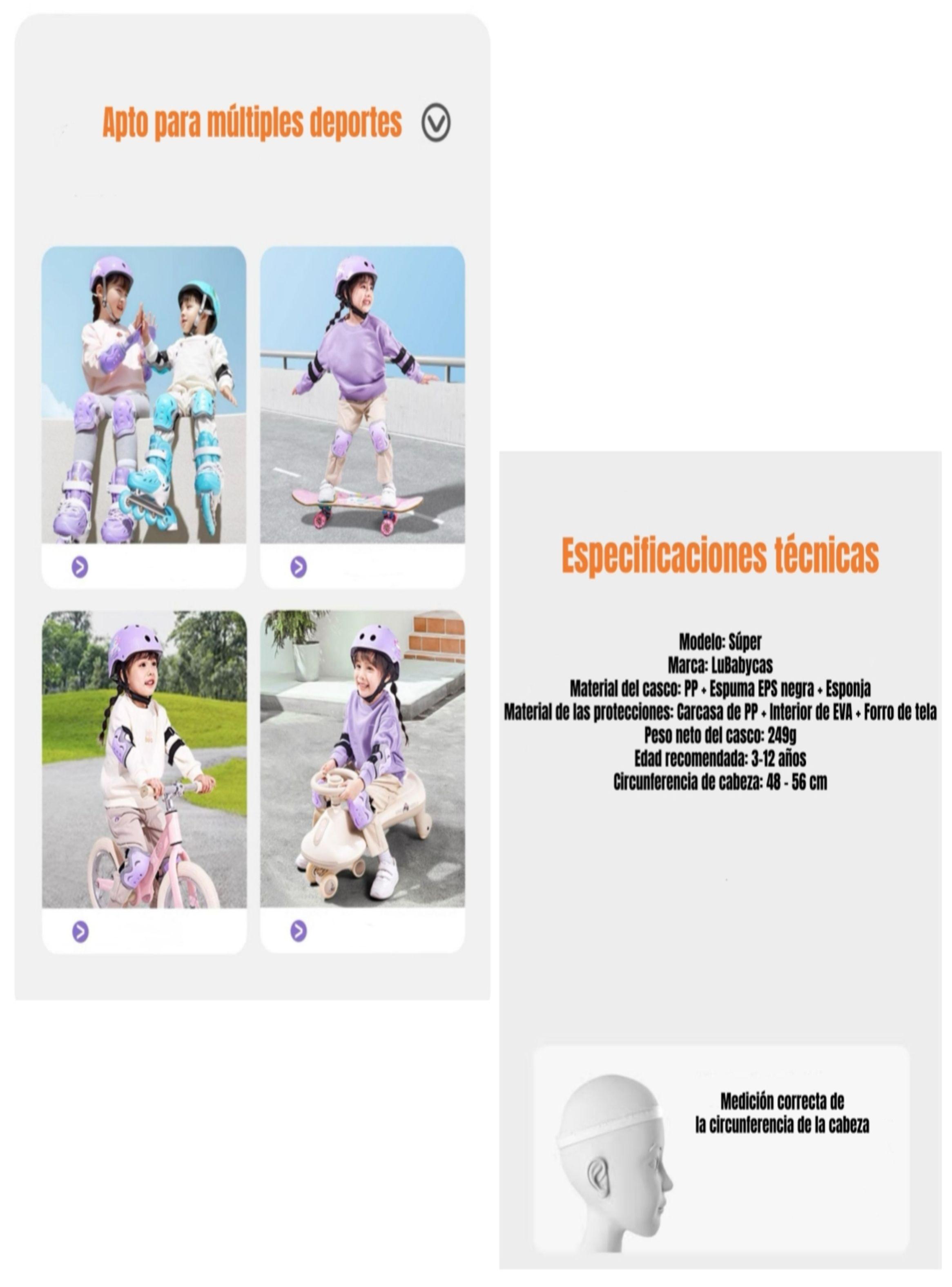 Casco Infantil Y Set De Protección 6 Piezas Súper LuBabycas-8