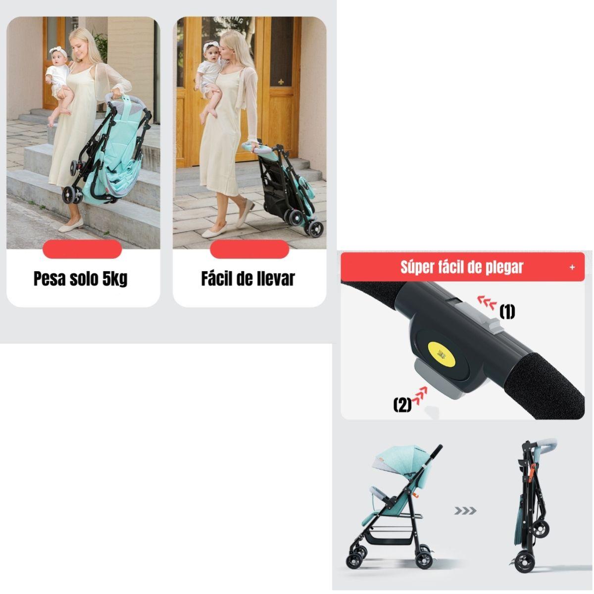 Coche De Paseo Reclinable Liviano Smart Negro LuBabycas-2