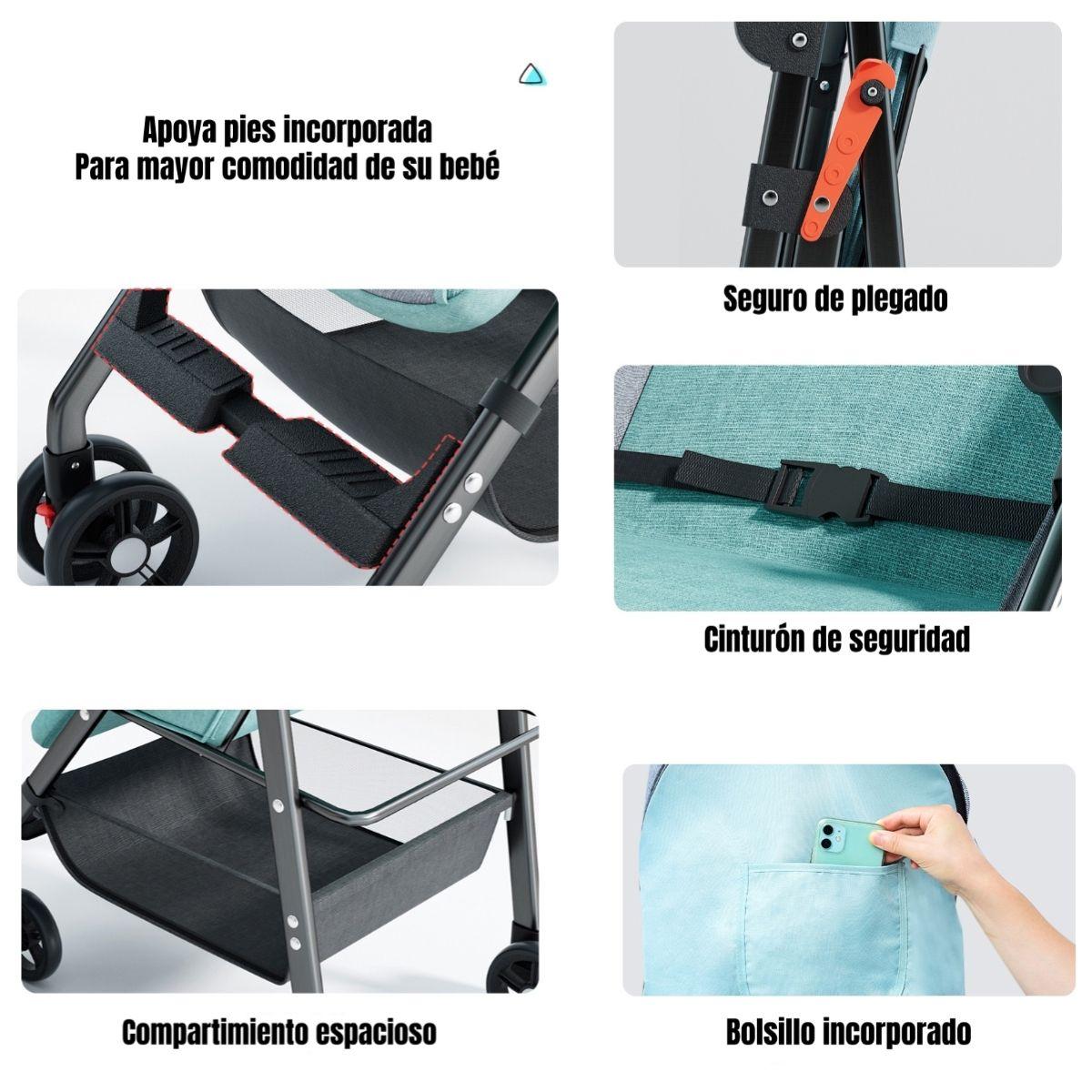 Coche De Paseo Reclinable Liviano Smart Negro LuBabycas-6
