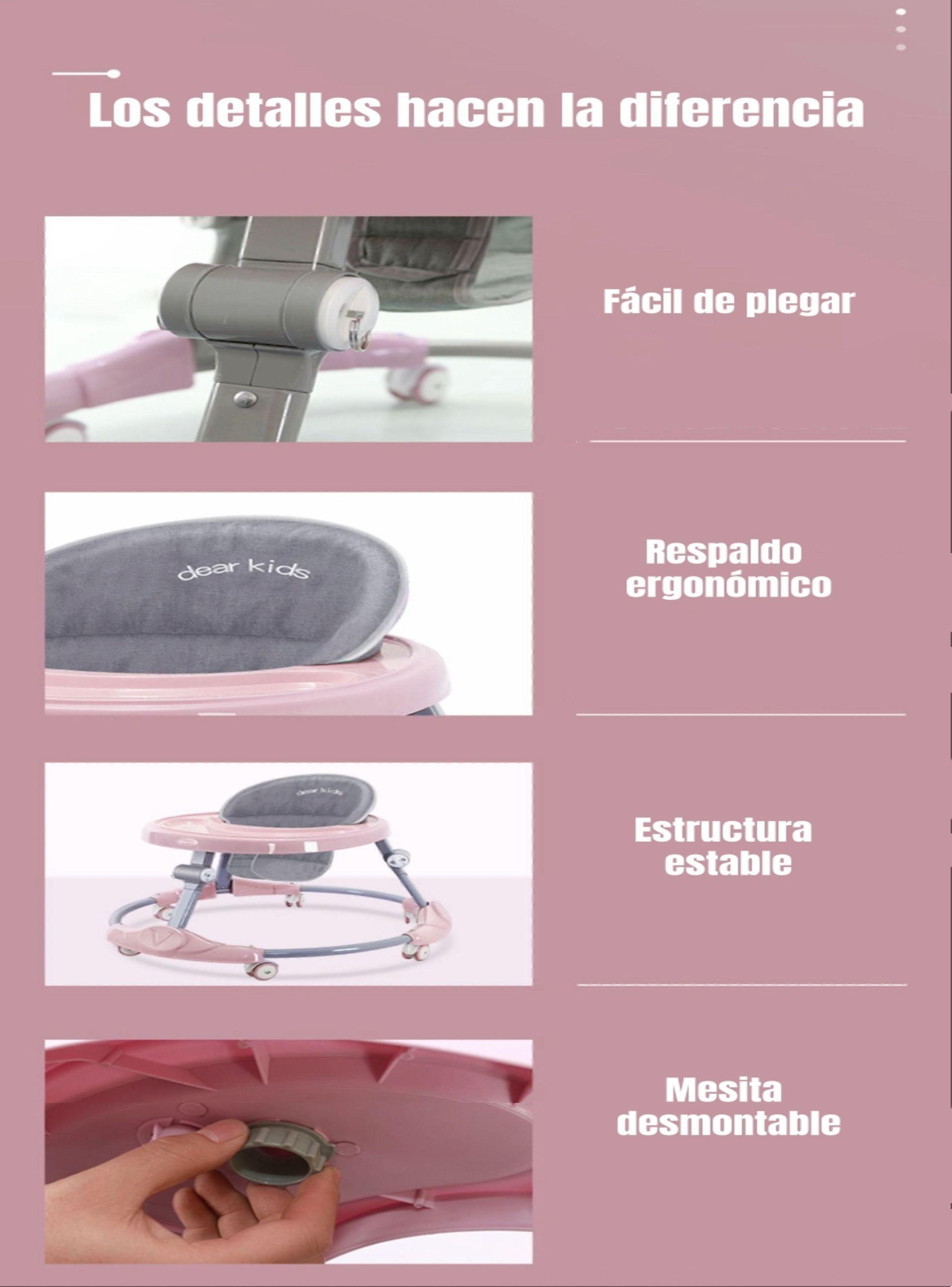 Andador Caminador Plegable Apoya Pies Bora Rosado LuBabycas-7