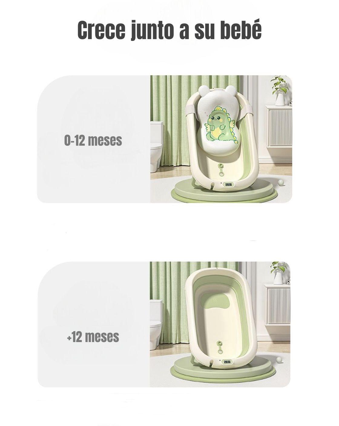 Bañera Con Termómetro Cojín Premium Verde LuBabycas-5
