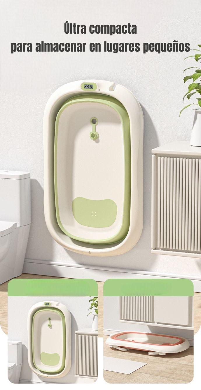 Bañera Con Termómetro Cojín Premium Verde LuBabycas-6
