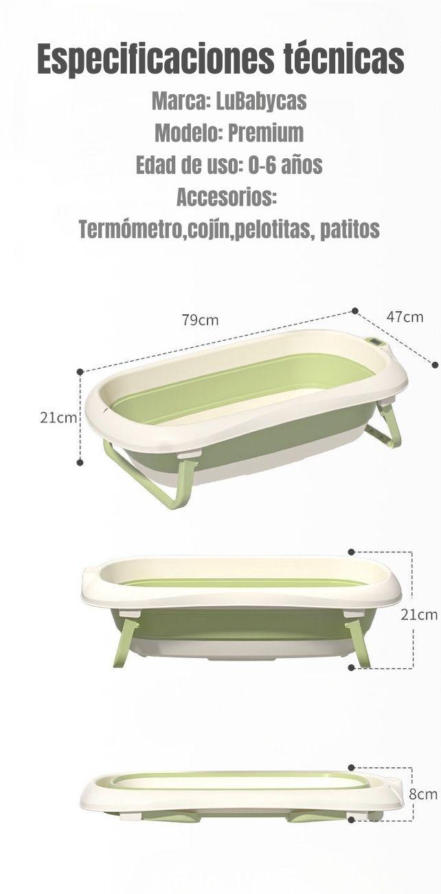 Bañera Con Termómetro Cojín Premium Verde LuBabycas-7