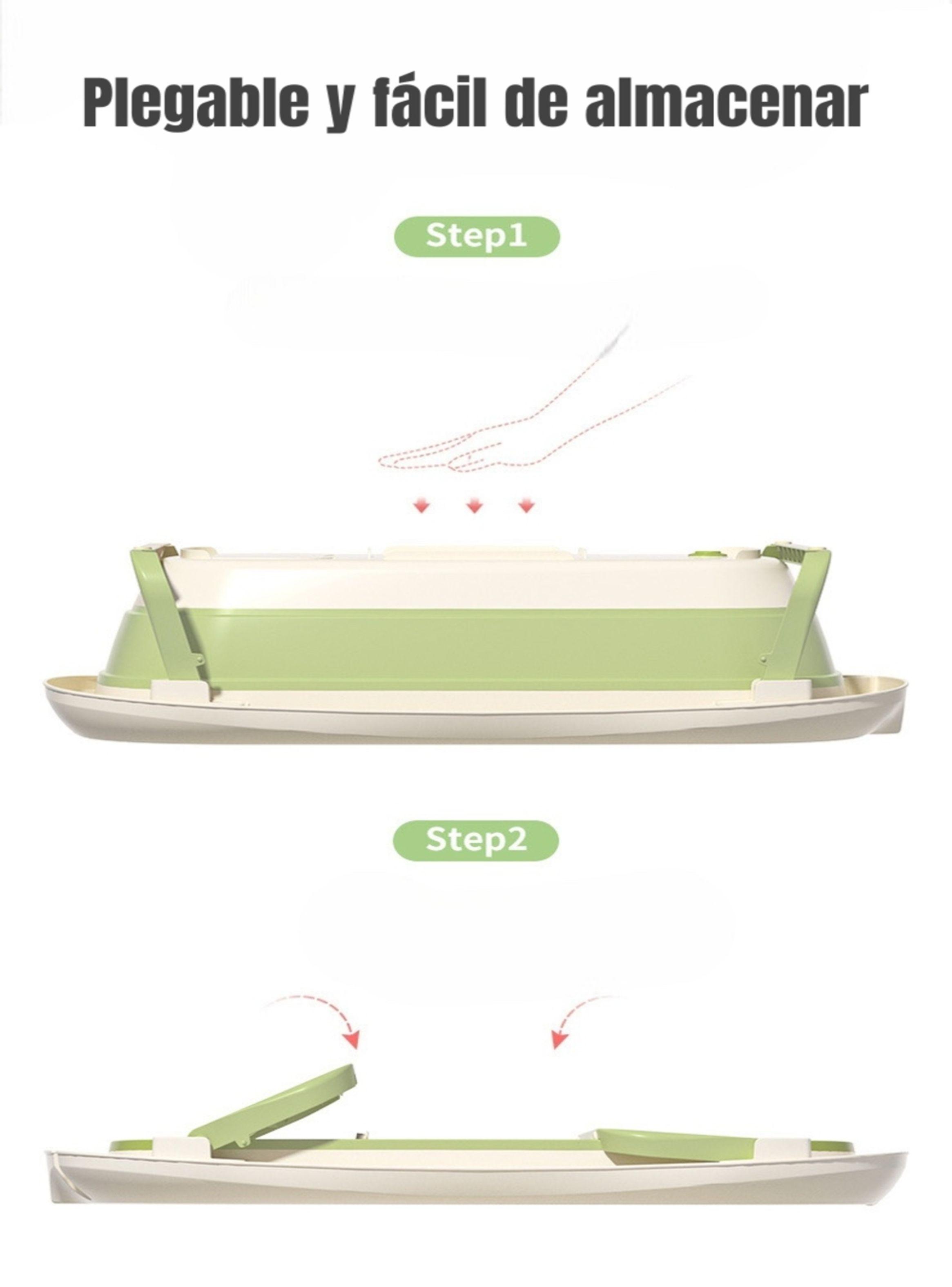 Bañera Con Termómetro Cojín Premium Verde LuBabycas-5