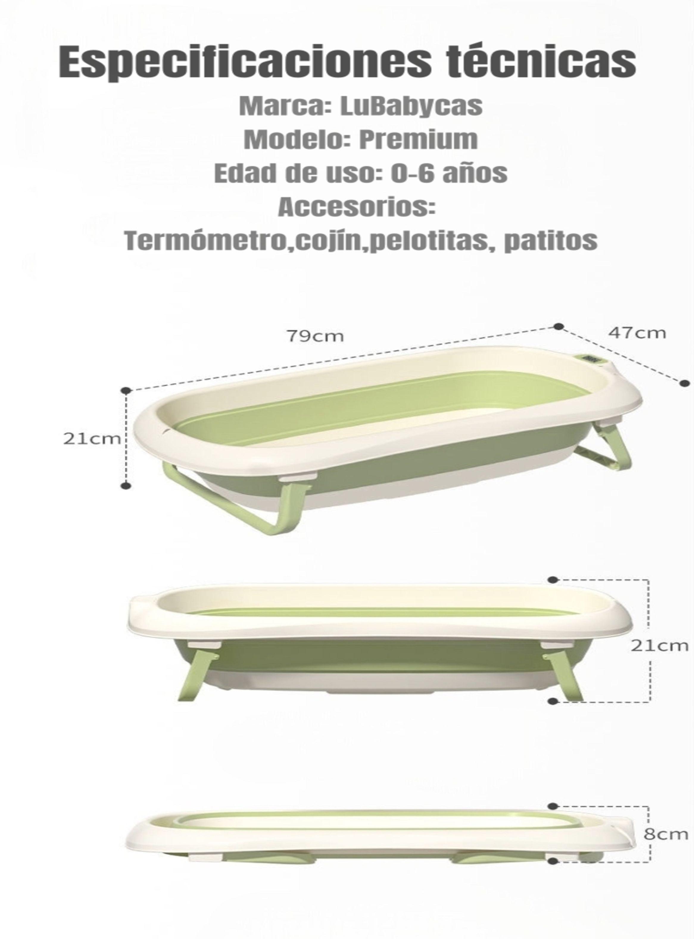 Bañera Con Termómetro Cojín Premium Verde LuBabycas-8