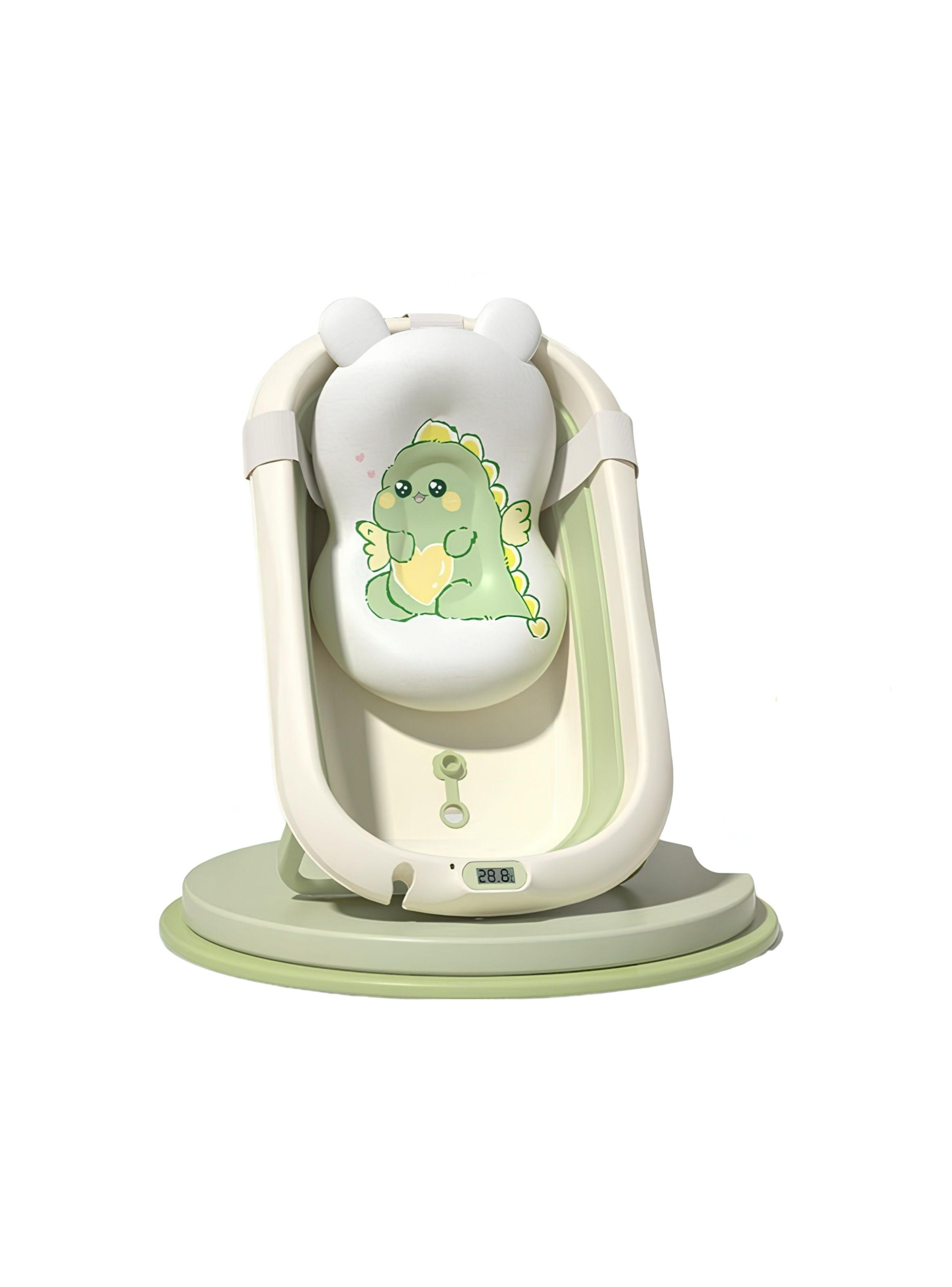 Bañera Con Termómetro Cojín Premium Verde LuBabycas-1