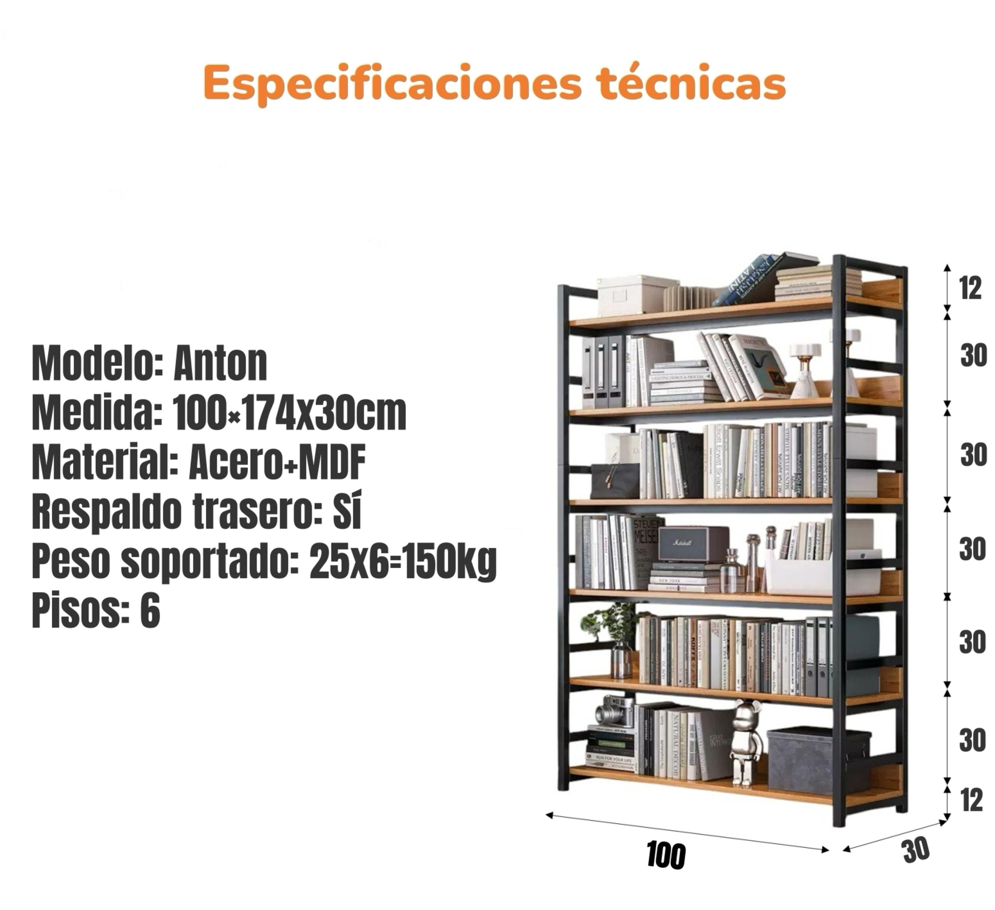 Estantes Librero Repisas De 6 Niveles 174cm Anton-8