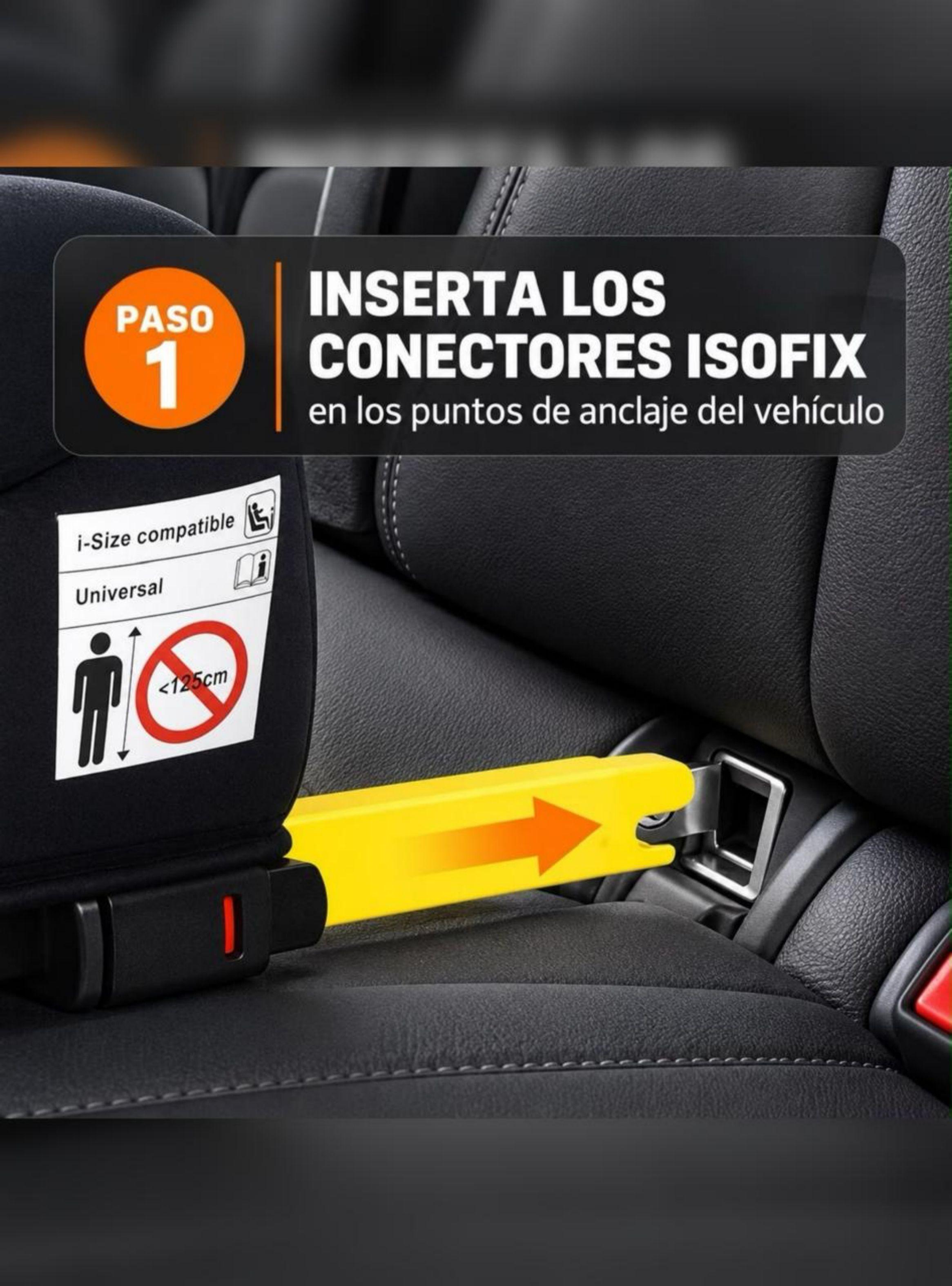Silla Auto Alzador ISOFIX Posa Vaso BFL305 Negra LuBabycas-3