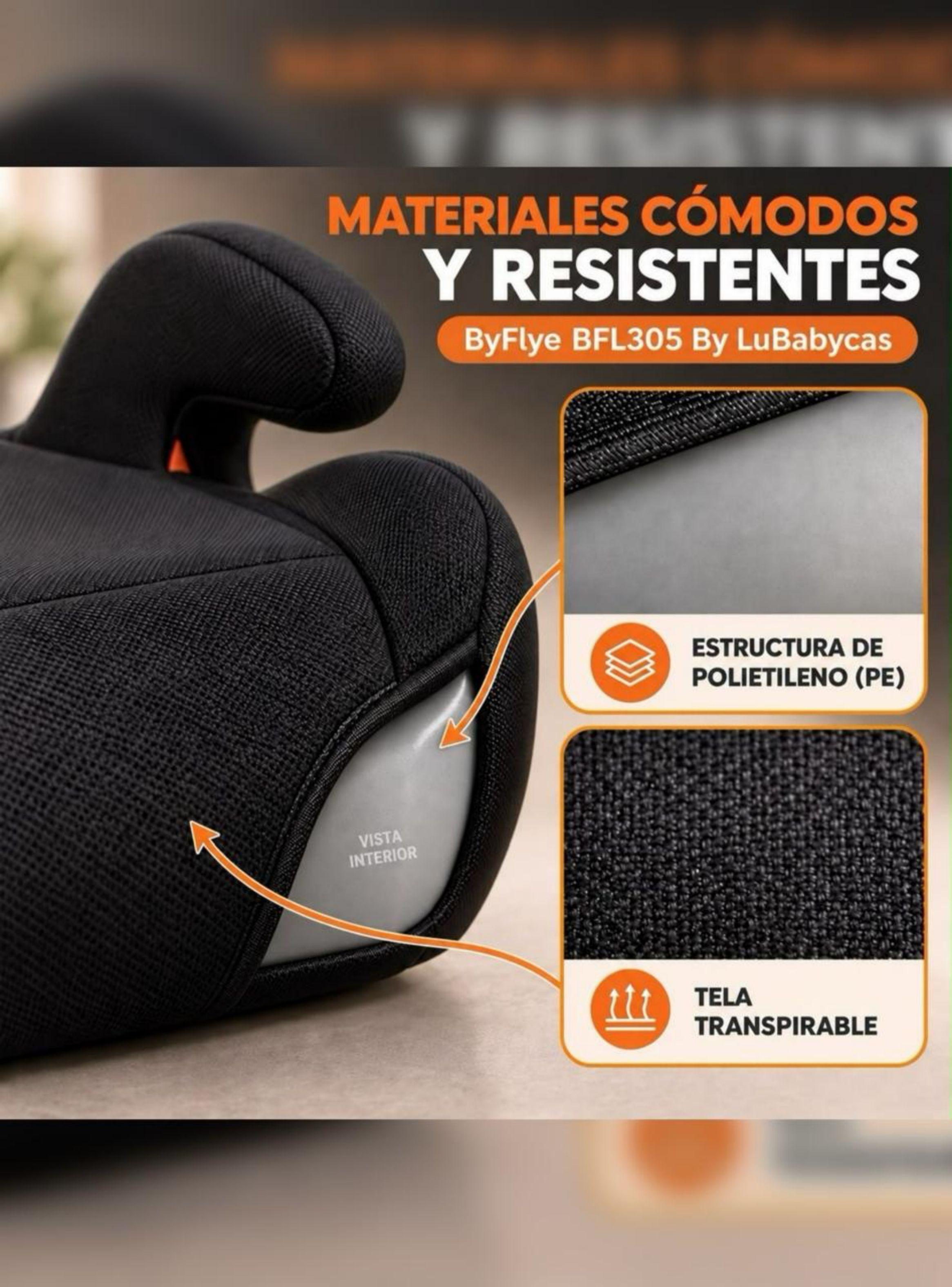 Silla Auto Alzador ISOFIX Posa Vaso BFL305 Negra LuBabycas-4