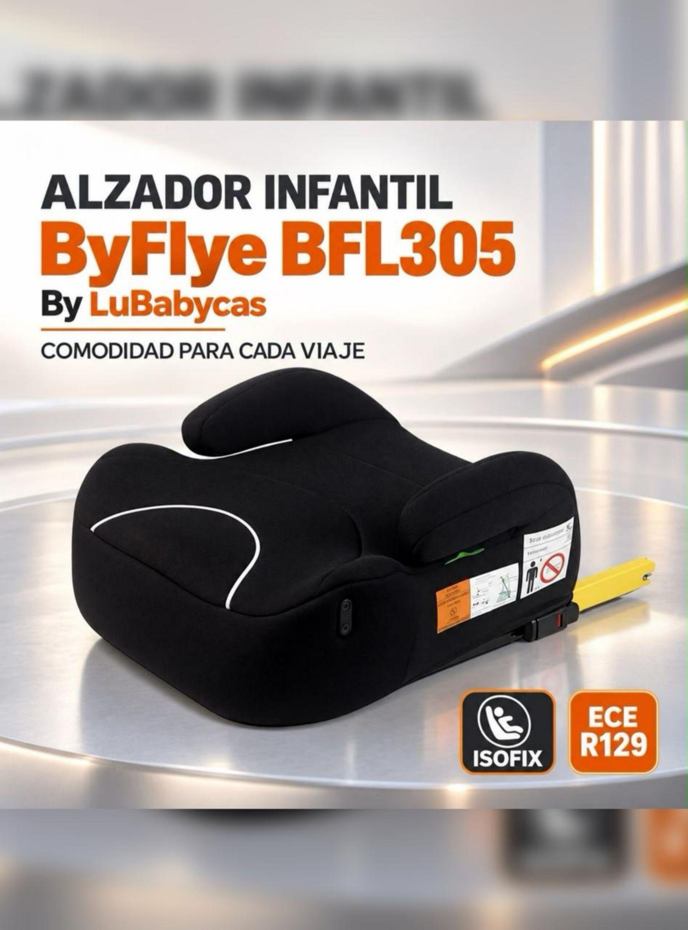Silla Auto Alzador ISOFIX Posa Vaso BFL305 Negra LuBabycas-5