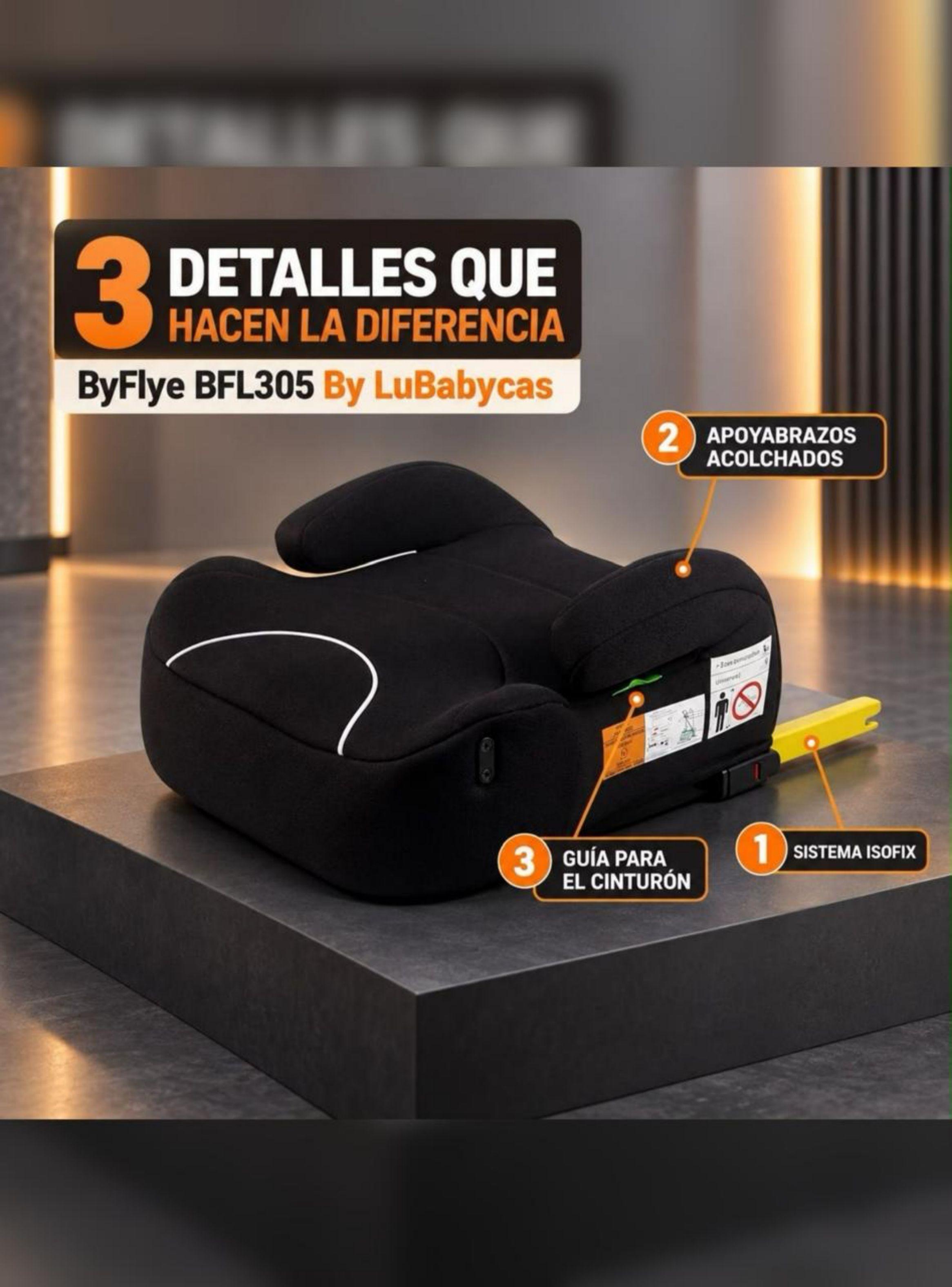 Silla Auto Alzador ISOFIX Posa Vaso BFL305 Negra LuBabycas-6
