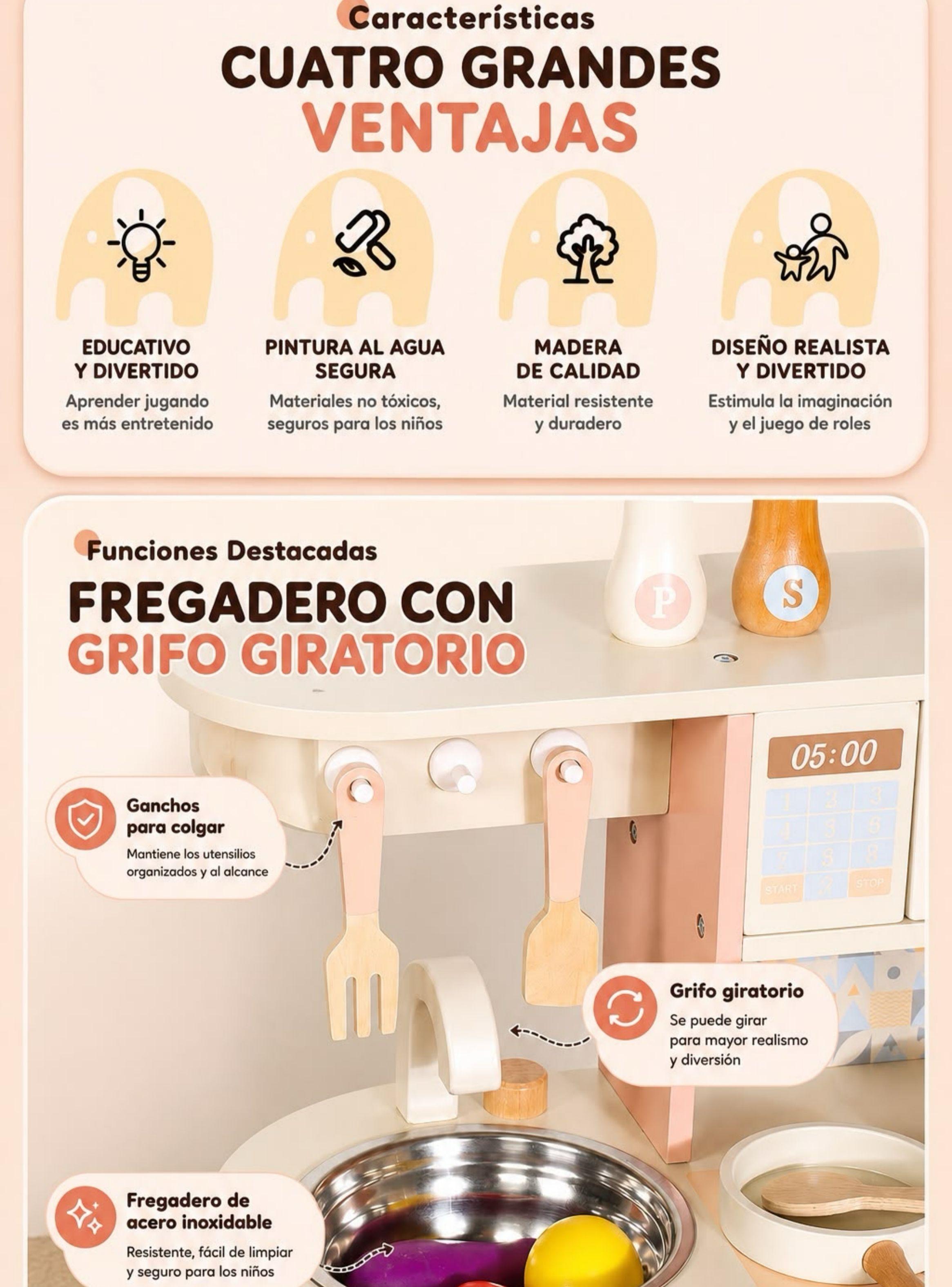 Cocina De Juguete Infantil Niños Madera Master LuBabycas-6