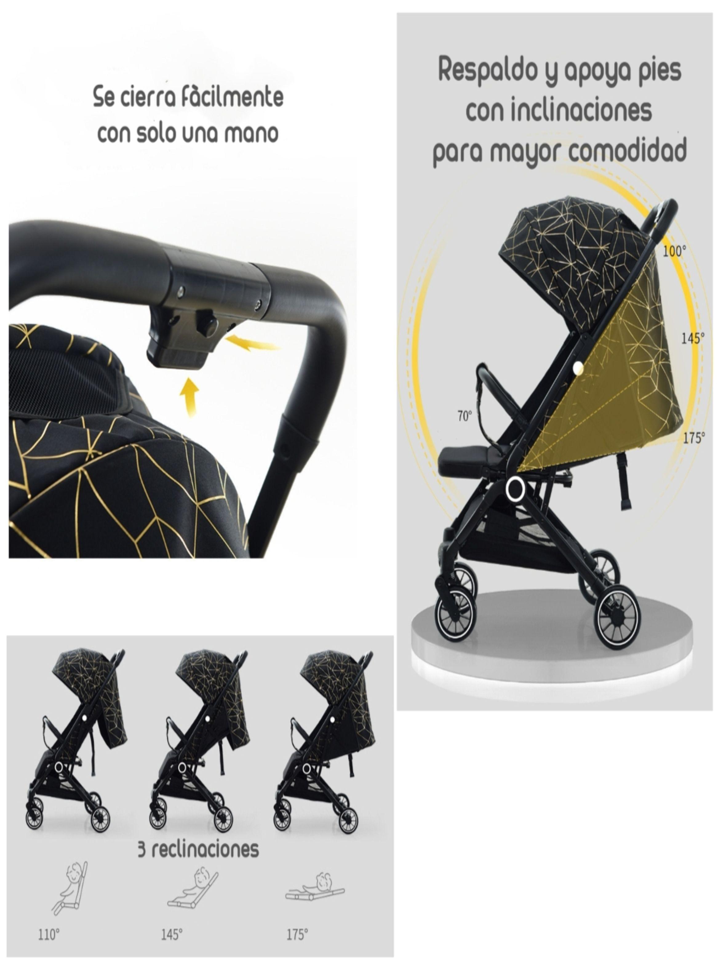 Coche de Paseo Últra Compacto LuBabycas Black-3