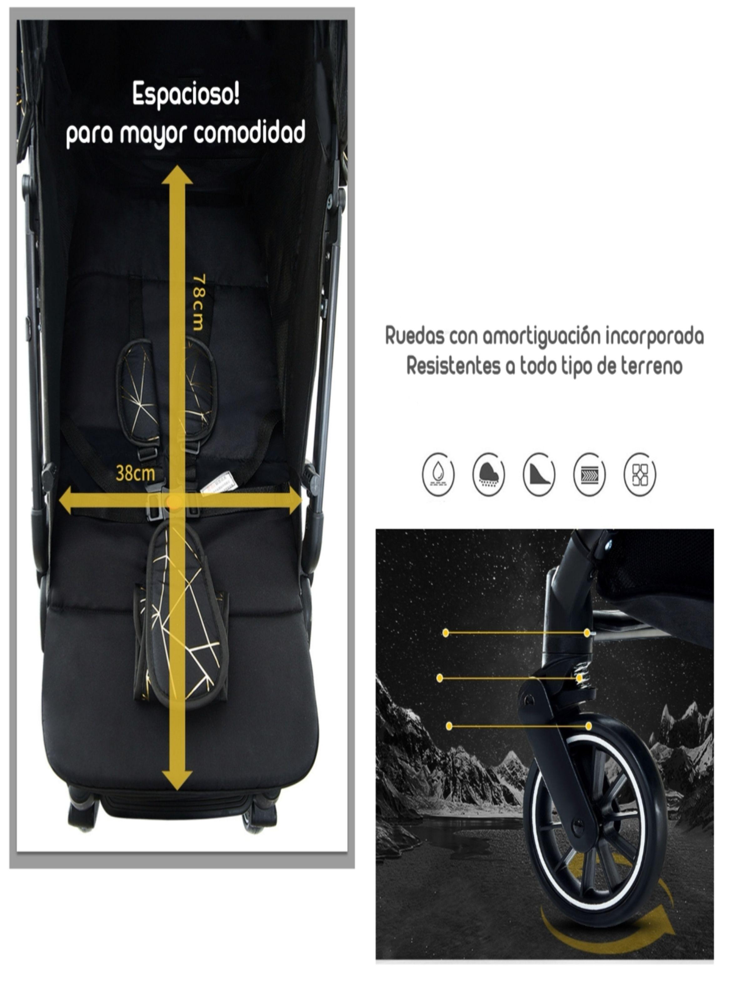 Coche de Paseo Últra Compacto LuBabycas Black-4