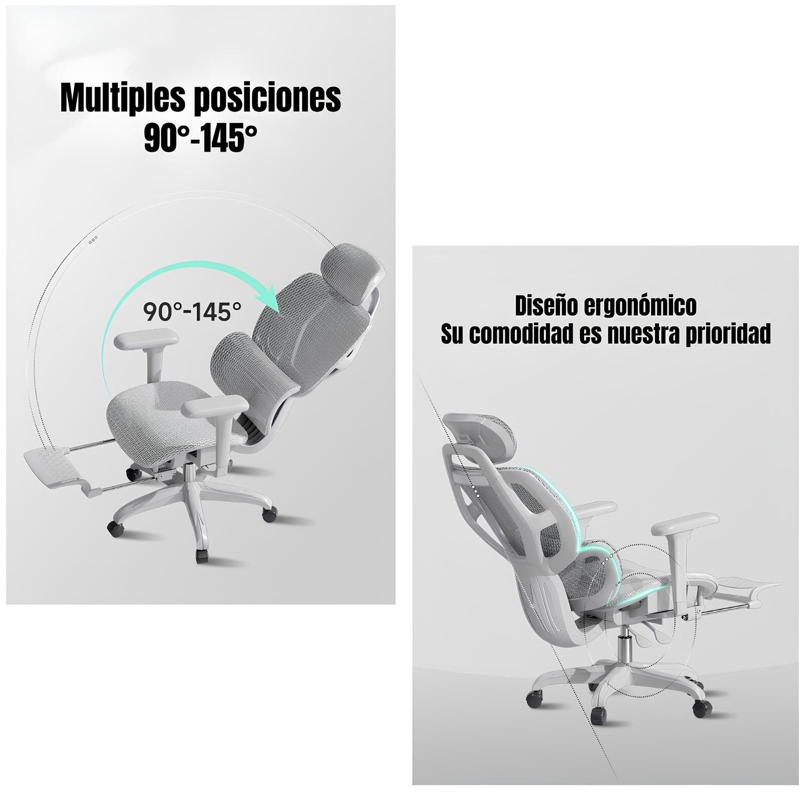 Silla De Escritorio Reclinable Premium E13 Gris LuBabycas-4