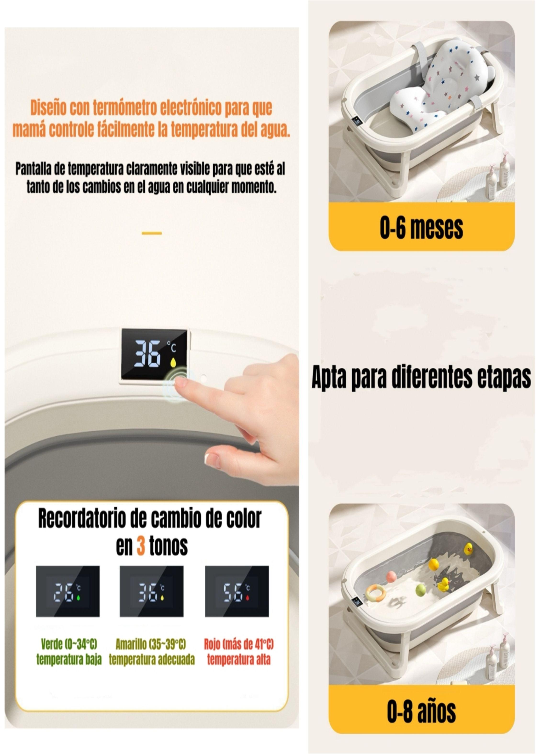 Bañera Plegable Con Termómetro Cojin Y Más Accesorios Rosada-3