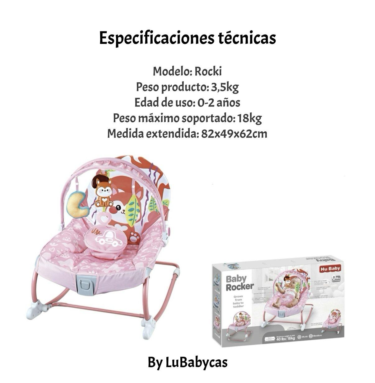 Mecedora Bebé Silla Nido Musical Vibración Rosada LuBabycas-6
