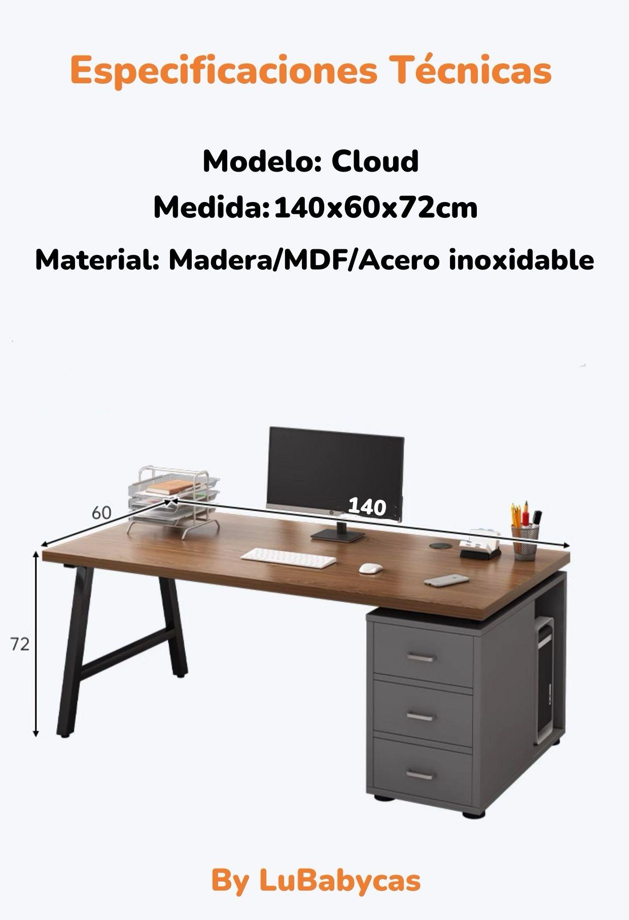 Escritorio 140cm Con Cajones Compartimiento Cloud LuBabycas-7