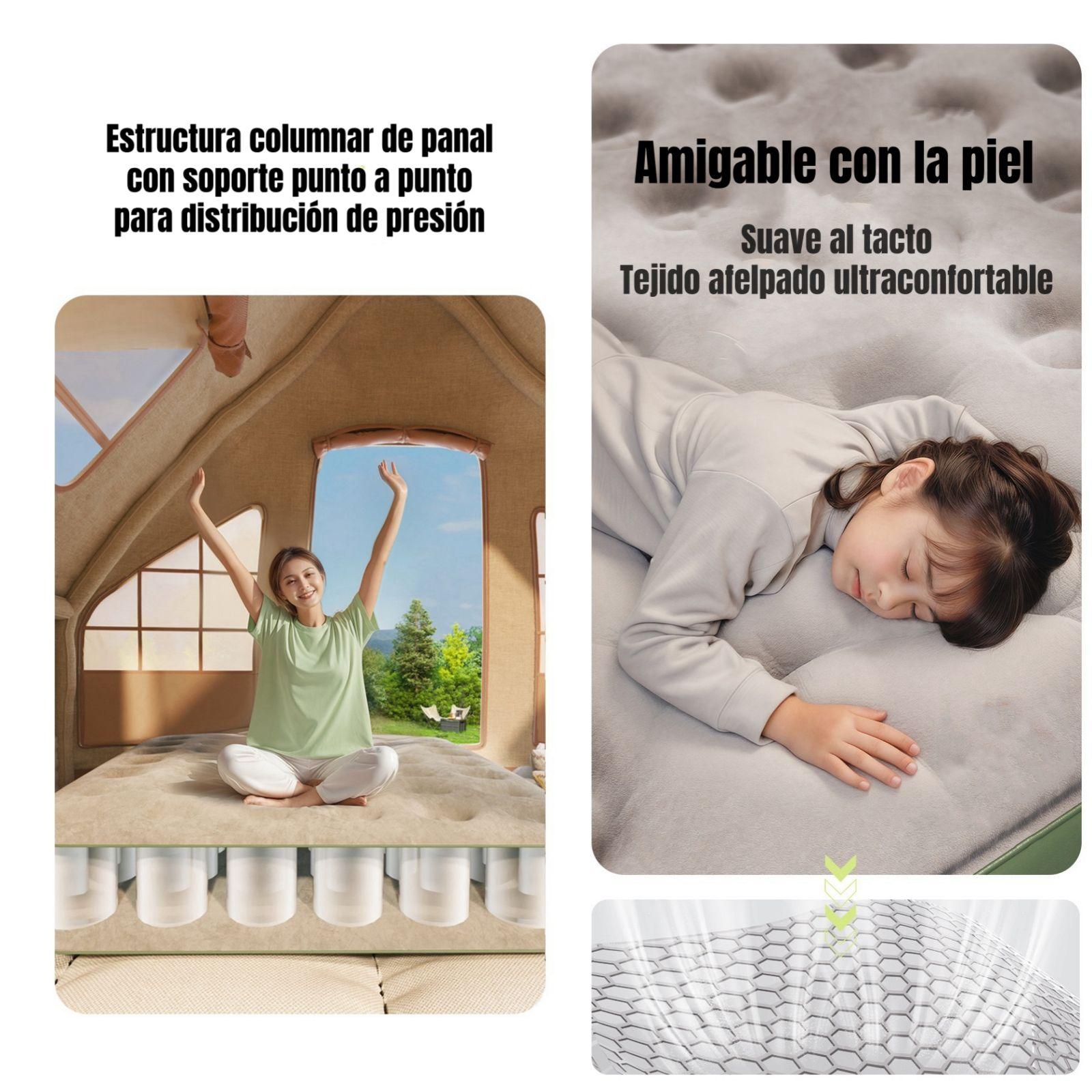 Colchón Cama Inflable Eléctrico Con Cojín Bolso 2 Plazas-6